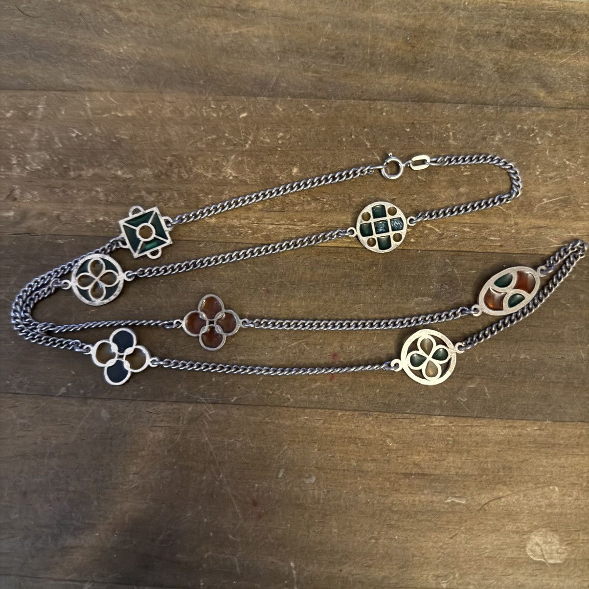 Vintage Vintage 925 sterling station stained glass necklace Size ONE SIZE - 2 Thumbnail