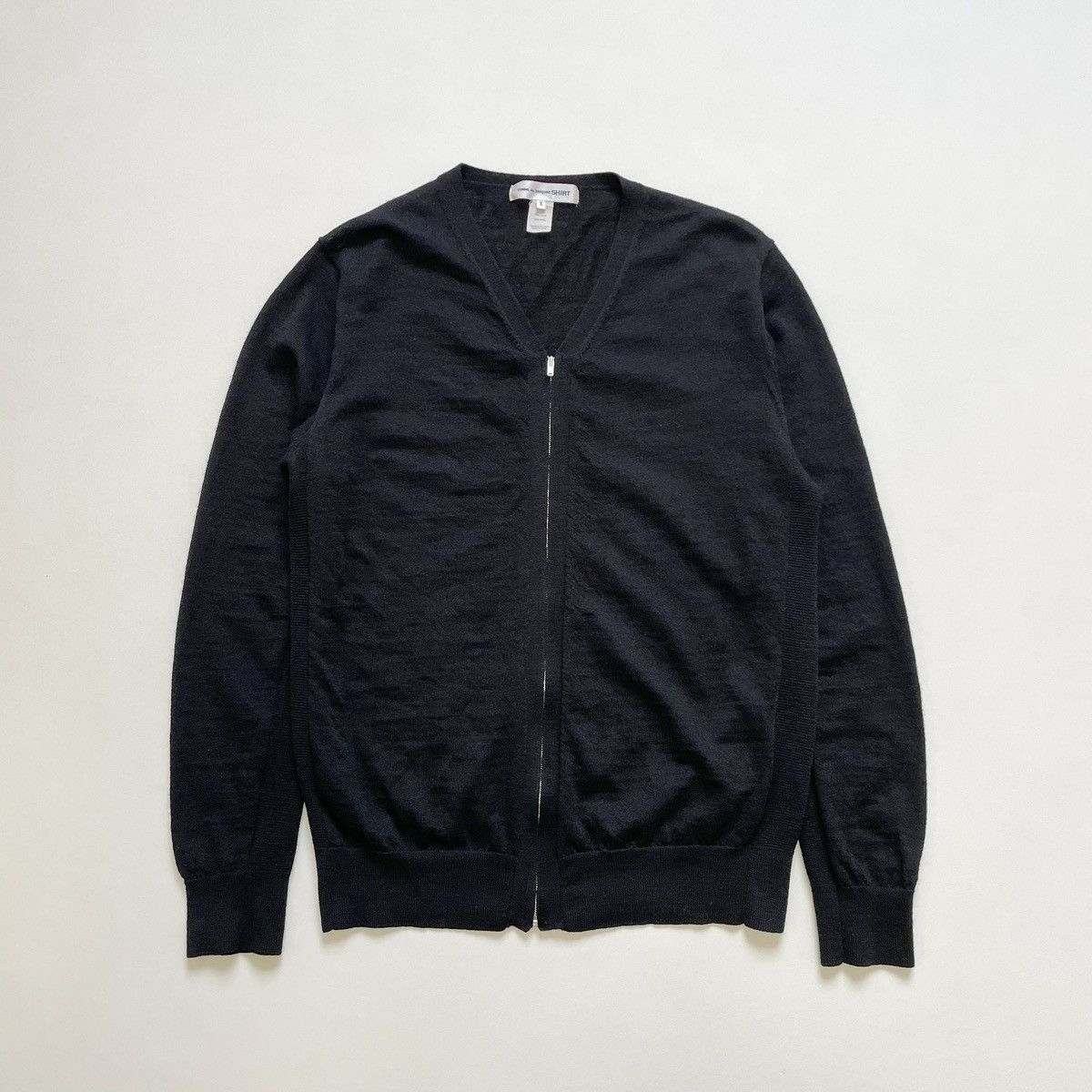 Comme des Garcons Black Wool Zip Front Cardigan Size US M / EU 48-50 / 2 - 1 Thumbnail