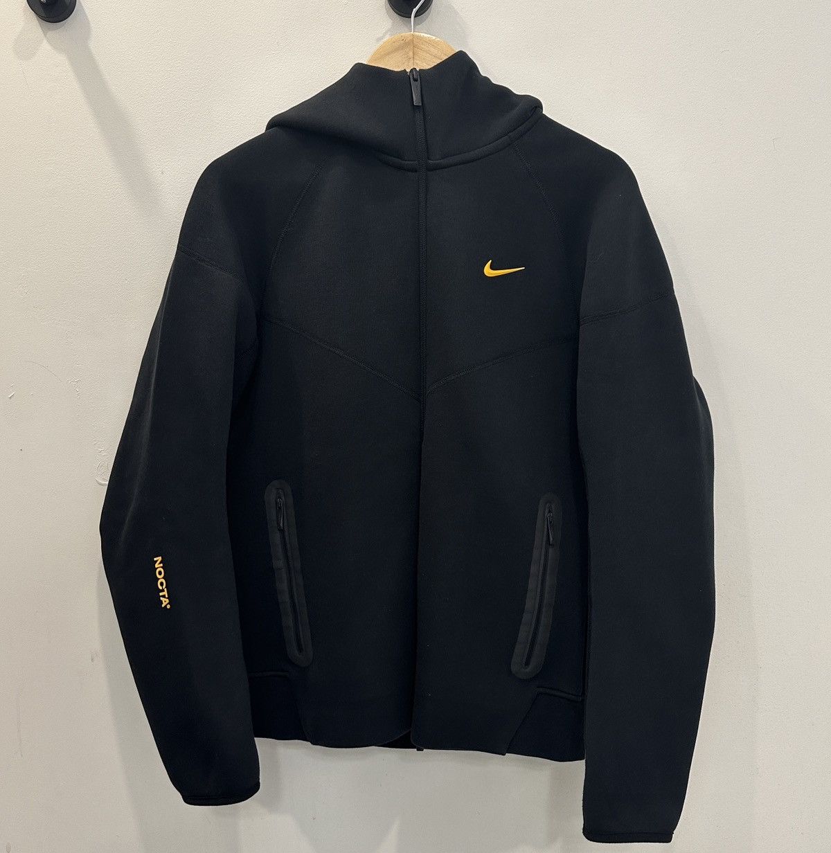 NOCTA Nike Tech Fleece Zip Up Hoodie Black Yellow