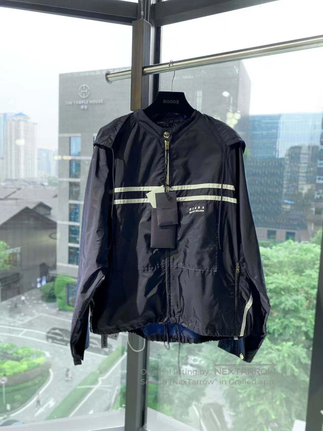 Prada Prada 25SS blue nylon hooded sports jacket| Size M / US 6-8 / IT 42-44 - 2 Thumbnail