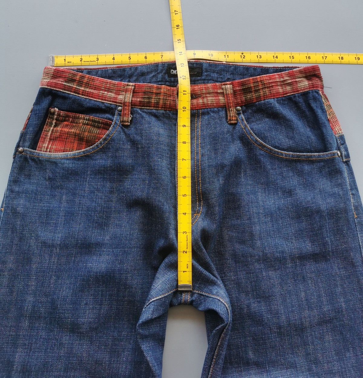 14th Addiction Concave Attempt Double Back Waist Tartan Denim Jeans Size US 33 - 11 Thumbnail
