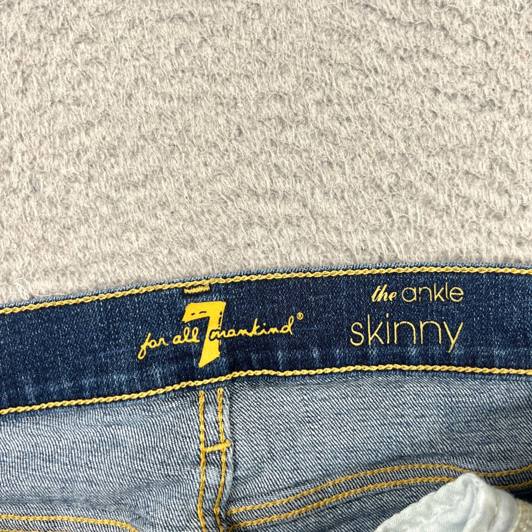 7 For All Mankind VINTAGE 7 For All Mankind Jeans Womens Slim Skinny Blue 32x29 5-Pocket Denim Stretch Distressed Size 24" / US 00 / IT 34 - 6 Thumbnail