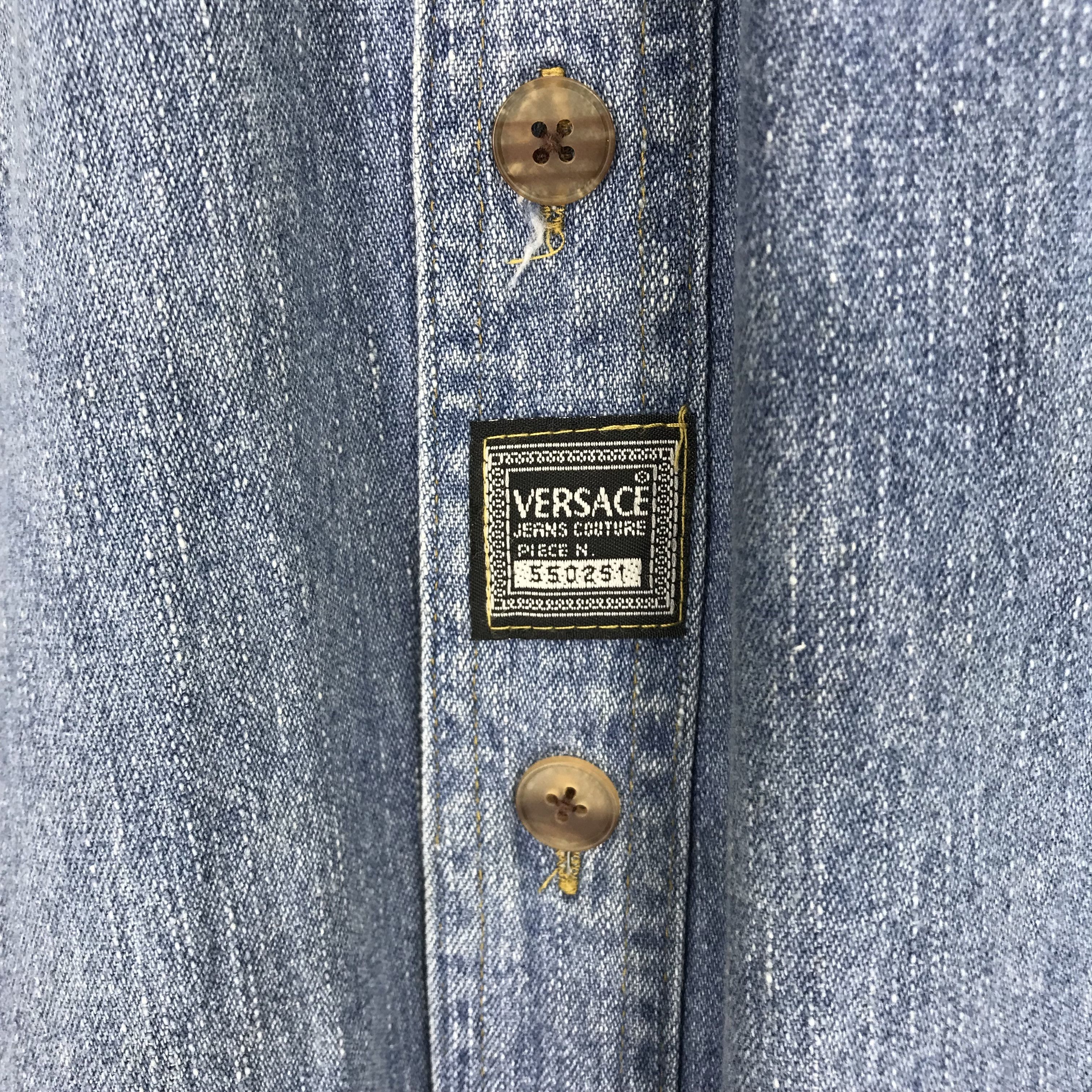 Versace Jeans Couture × Vintage Vintage 90's Versace Jeans Couture Denim Jeans Shirt Size US M / EU 48-50 / 2 - 5 Thumbnail