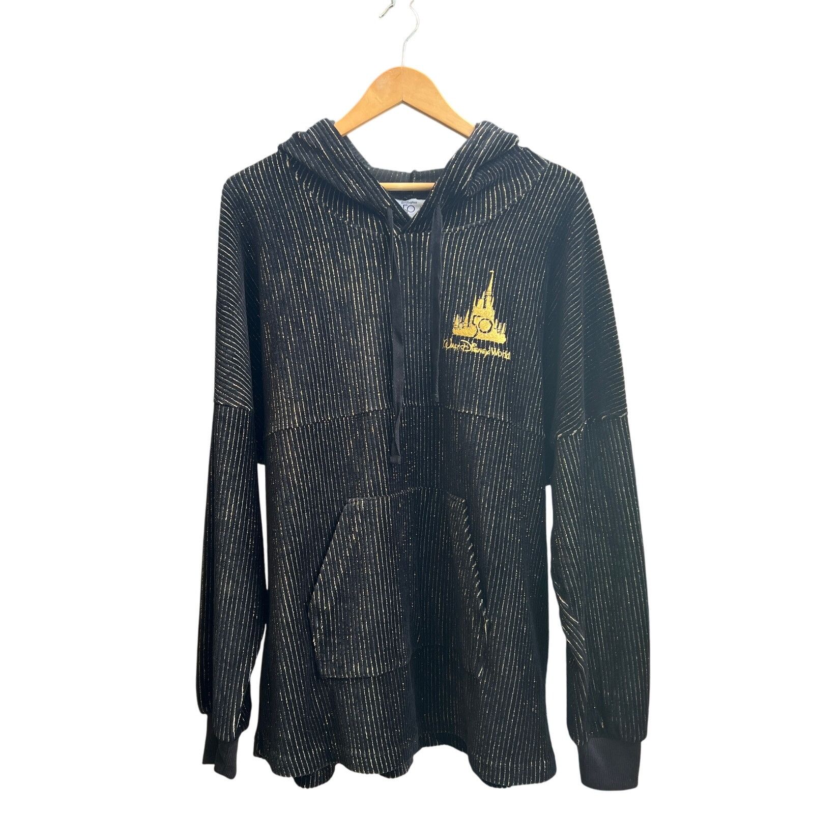 Disney Disney Luxe Velour Spirit Jersey Hoodie BlackGold Size L NWT Size L / US 10 / IT 46 - 10 Thumbnail
