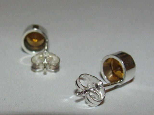 Designer Sterling Silver Faceted Citrine Bezel Set Earrings Size ONE SIZE - 4 Thumbnail
