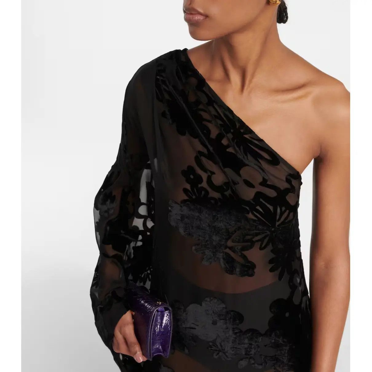 Tom Ford o1w1db10225 KF0026 Velvet Maxi Dress in Black Size M / US 6-8 / IT 42-44 - 2 Thumbnail