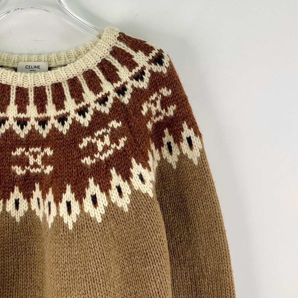 Celine Celine Dark Brown Fair Isle Long Sleeve Knit Sweater K26WX Size S / US 4 / IT 40 - 3 Thumbnail