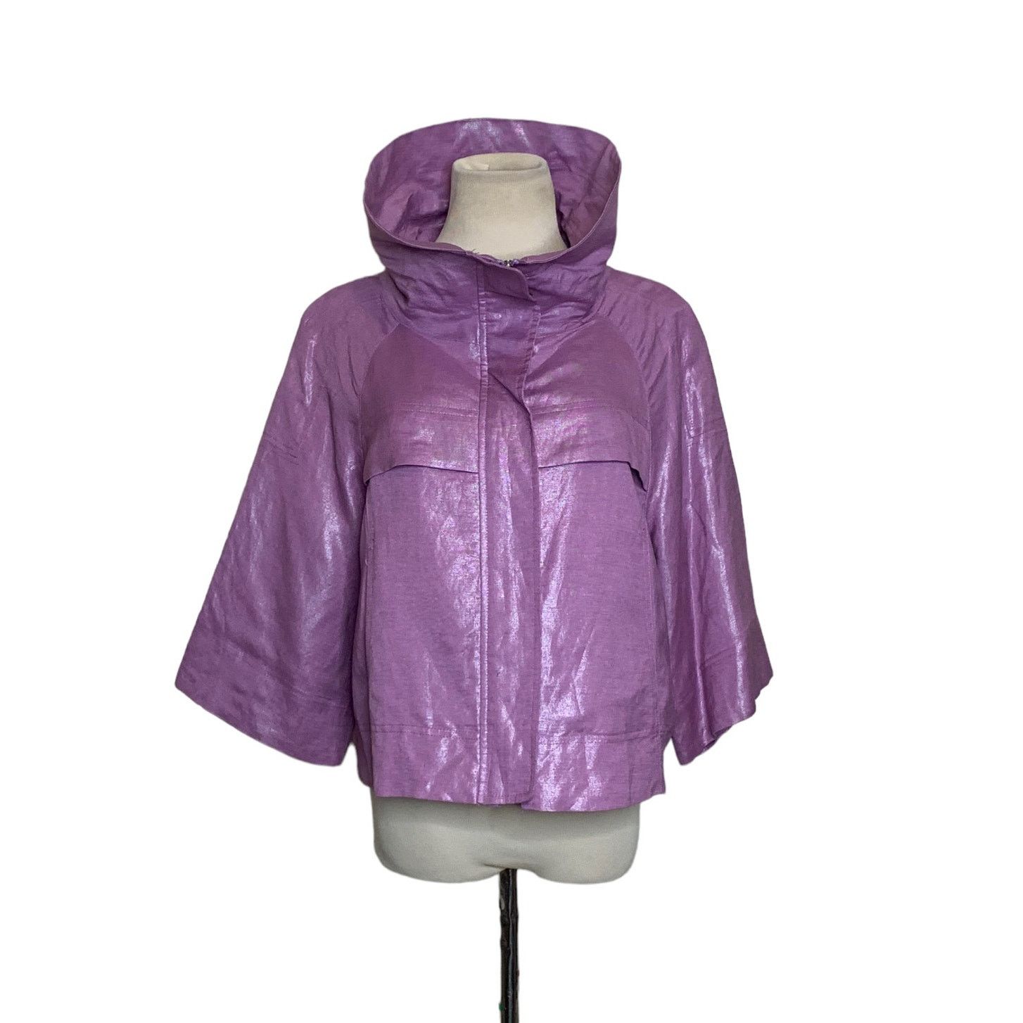 Sandro Sandro purple 3/4 sleeves zipper jacket size Large Size L / US 10 / IT 46 - 5 Thumbnail