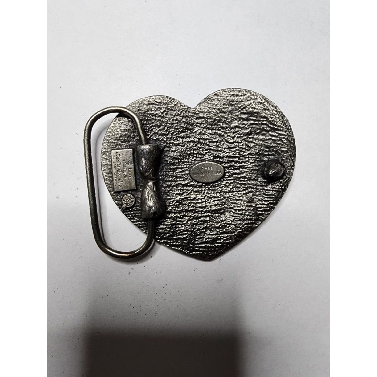 Vintage Vintage Siskiyou Belt Buckle Western Heart Cutout Pewter Silver 1990s Adult Unisex Belt buckle Decade 90s Fashion Accessories Heart Clip Size ONE SIZE - 2 Thumbnail