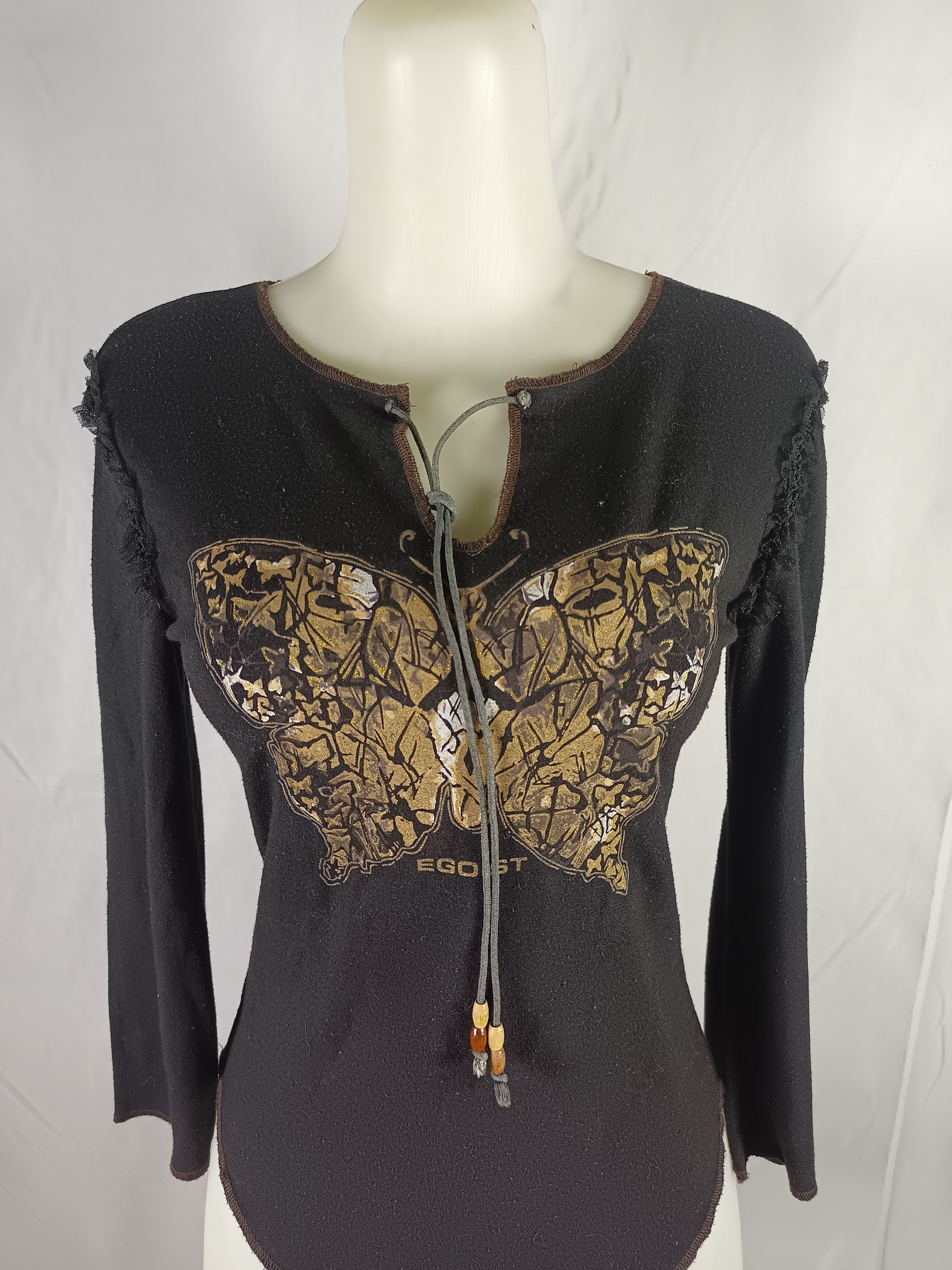 Japanese Brand Black Egoist Gold Butterfly Print Long sleeve Size US M / EU 48-50 / 2 - 1 Thumbnail