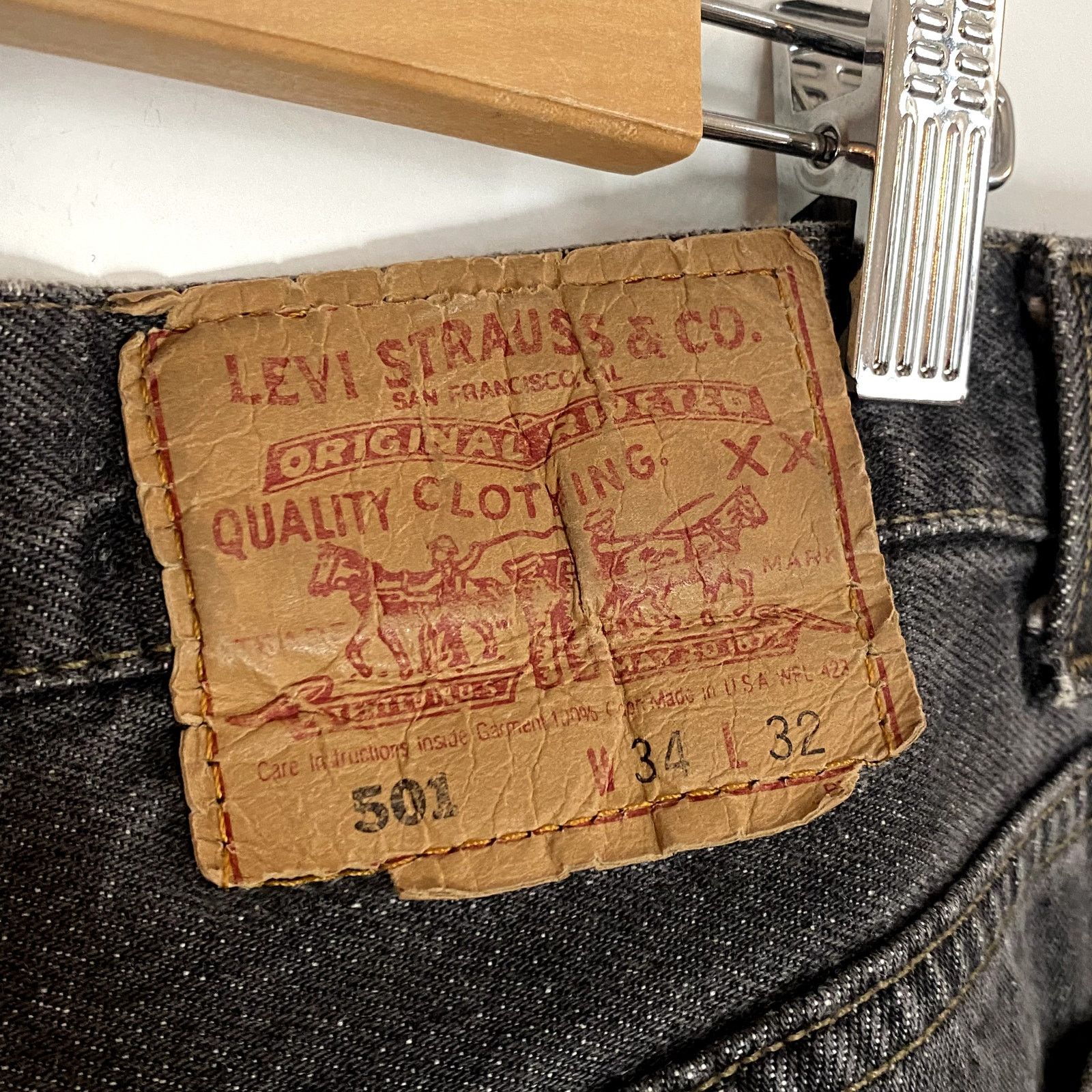 Levi's × Vintage Vintage Levi's 501 Faded Black Denim Jeans Punk Grunge Size US 32 / EU 48 - 8 Thumbnail