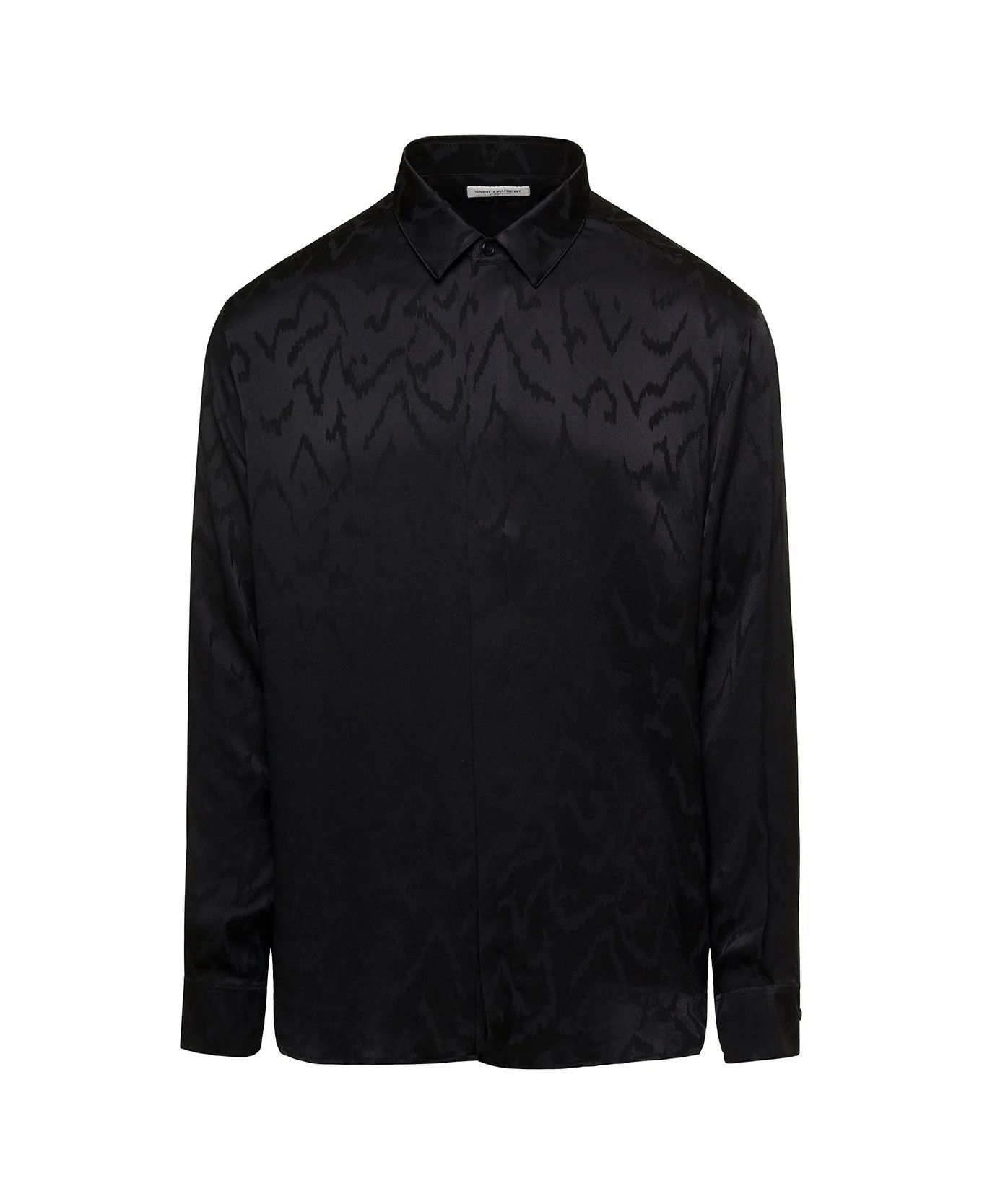 Saint Laurent Paris oc11z0126 646850 Shirt In Matte and Shiny Silk in Black Size US S / EU 44-46 / 1 - 1 Thumbnail