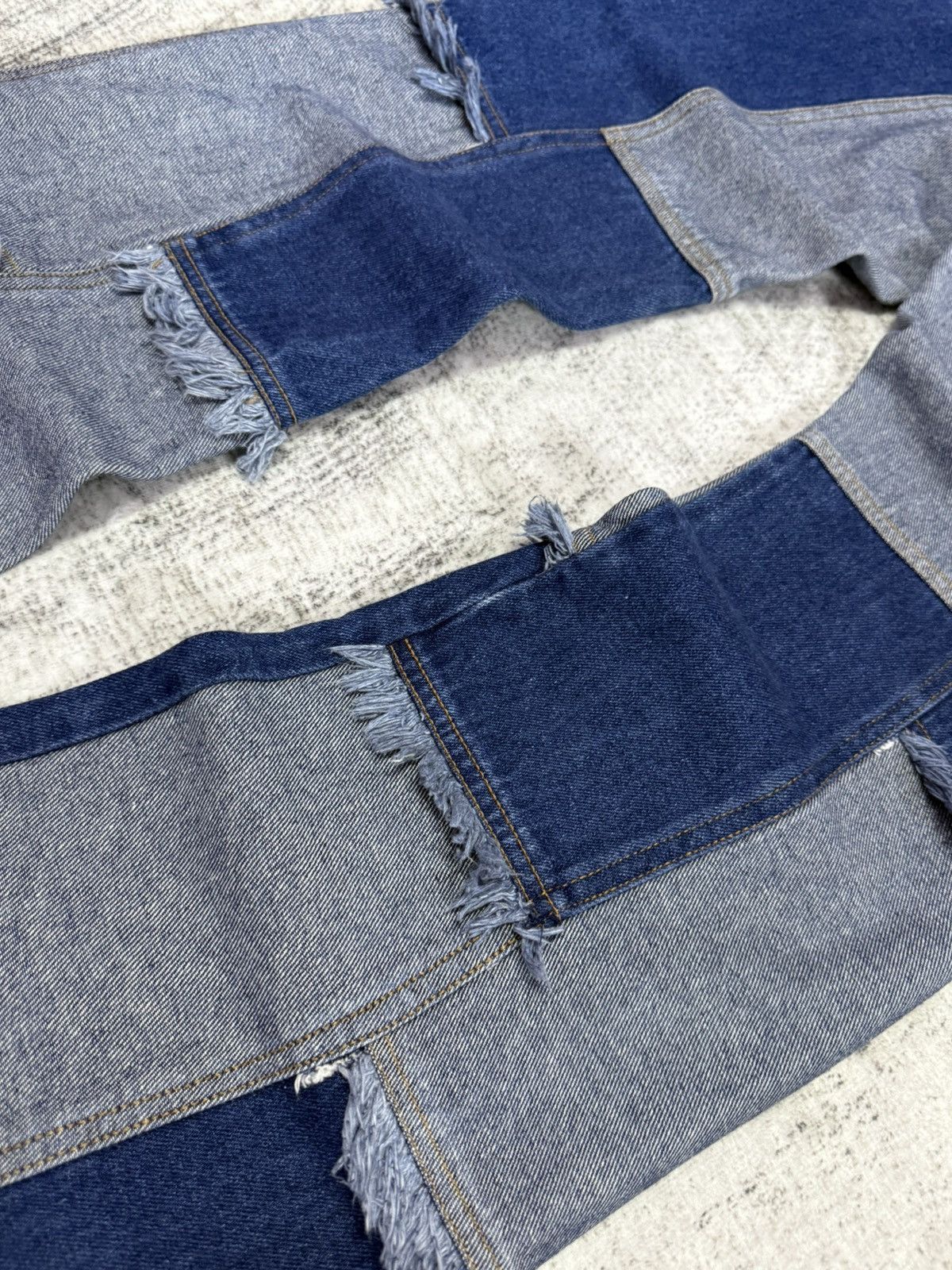 Angel Blue × Hysteric Glamour × Japanese Brand Pop Jelly Japan Penelled Frayed Patch Work Flared Jeans Size US 27 - 13 Thumbnail