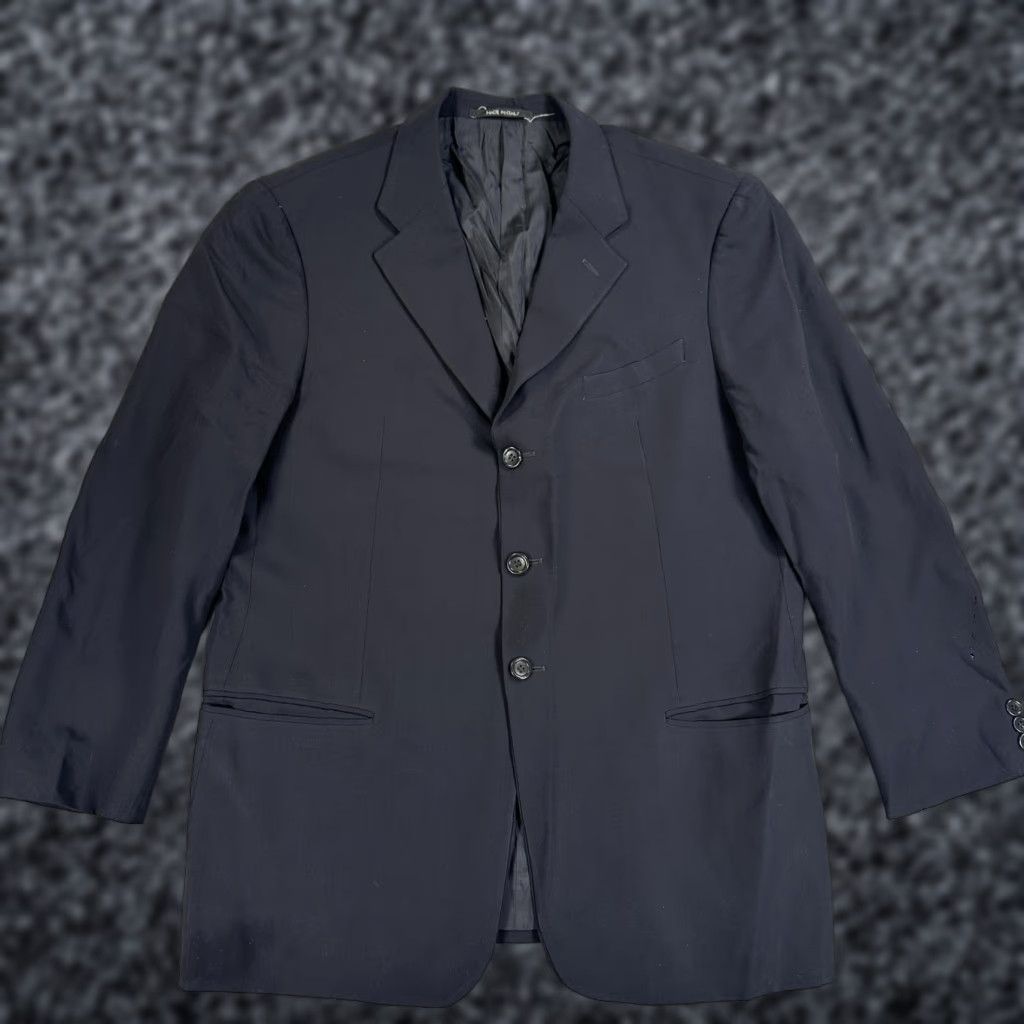 Armani Armani Collezioni Blazer Sport Coat Mens 43 Black Suit Jacket 3 Button Italy Size 46R - 1 Thumbnail