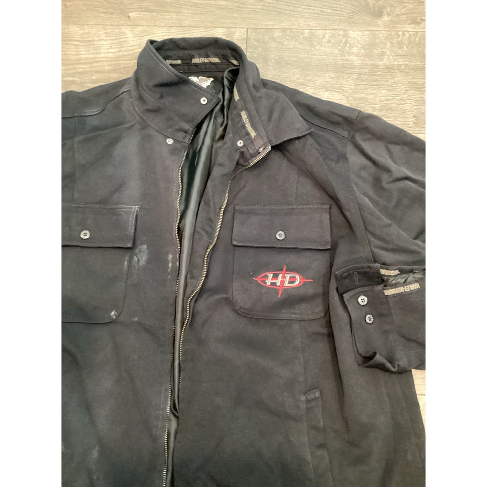 Harley Davidson Harley-Davidson Jacket Mens XL 100% Nylon Black Red Embroidered Logo Spring Motorcycle Riding 5/2005 Size US XL / EU 56 / 4 - 2 Thumbnail