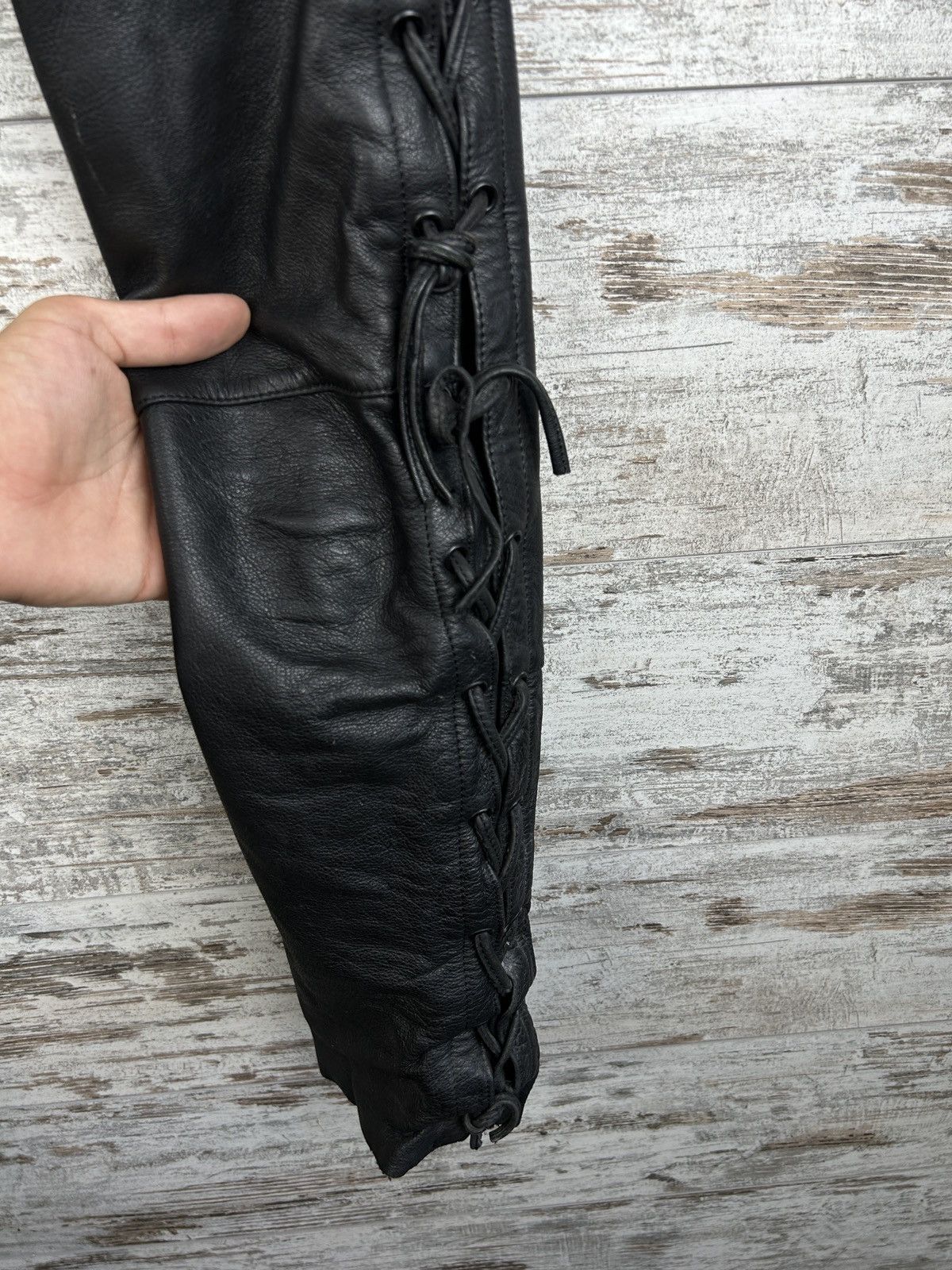 Leather Women’s Akito Leather pants stripes vintage rare buffalo y2k Size 29" - 8 Thumbnail