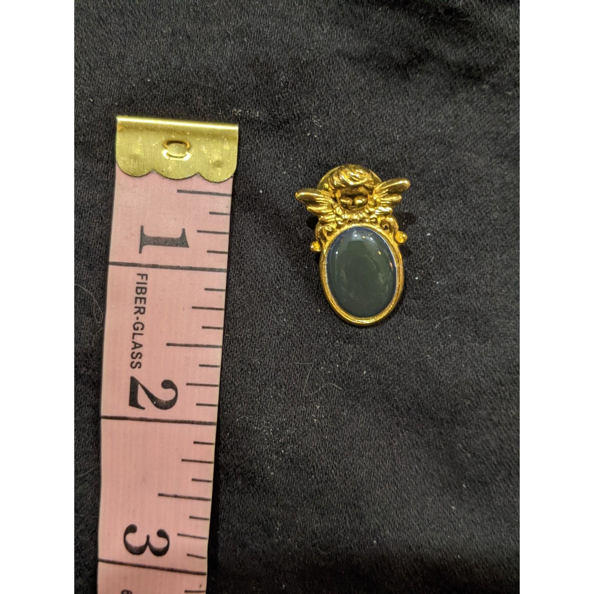 Other Vintage Gold Tone Cherub Pin With Green Cabochon Size ONE SIZE - 3 Thumbnail
