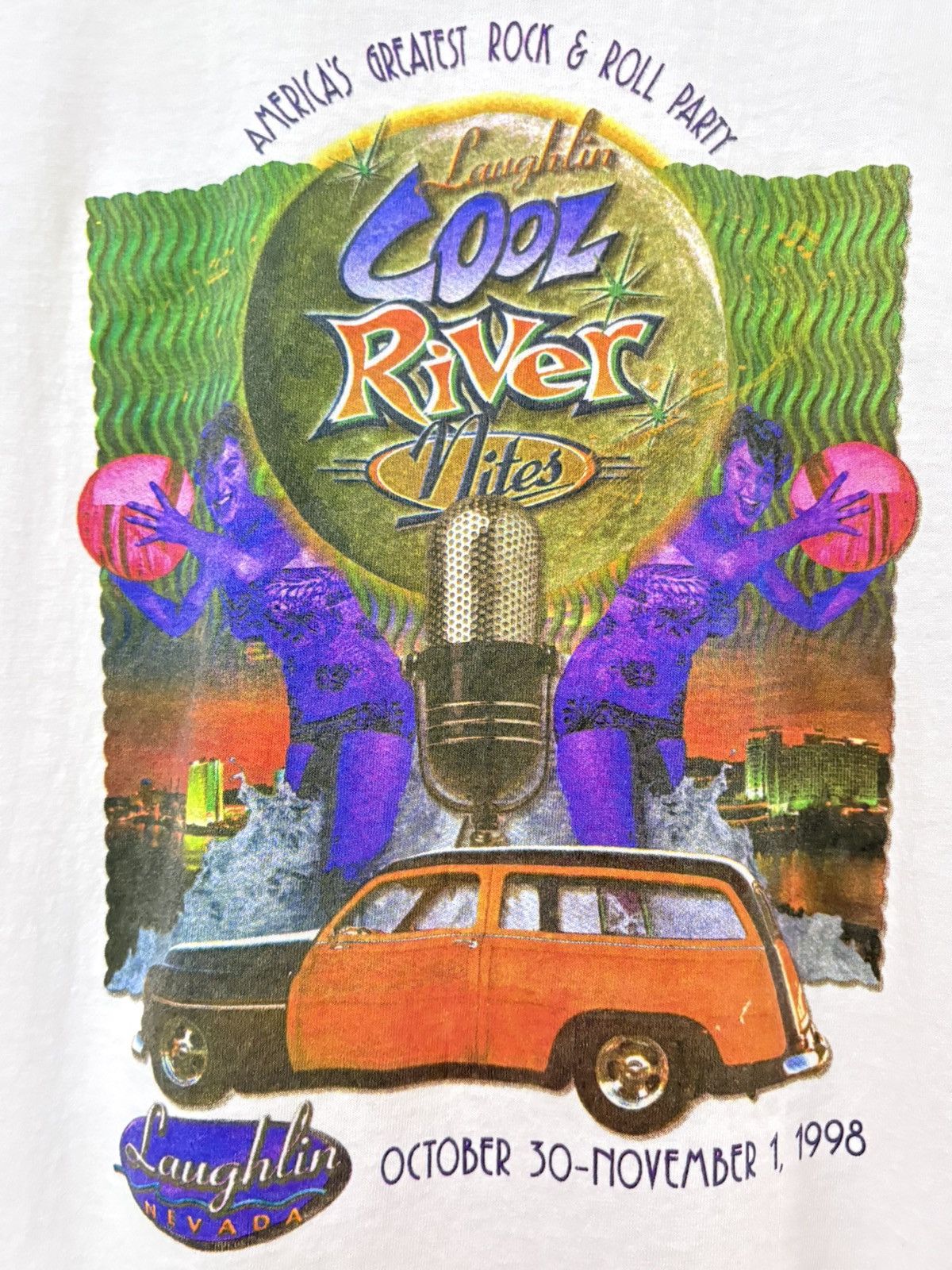 Vintage 90’s Laughlin Cool River Nights Vintage Tee Shirt Size US XL / EU 56 / 4 - 3 Thumbnail