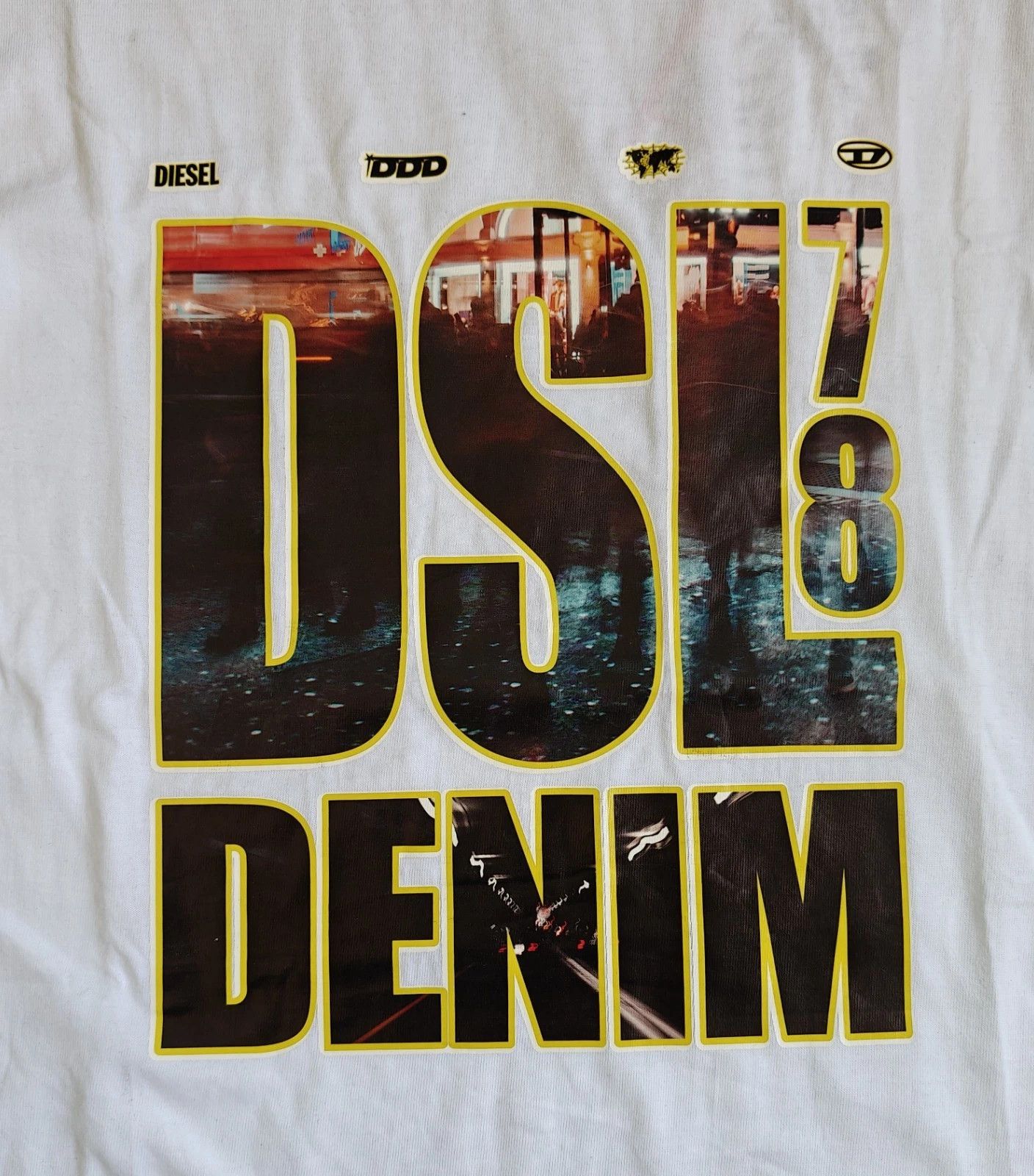 Diesel DIESEL White T-shirt with DSL 78 Denim print T 4173 Size US XS / EU 42 / 0 - 3 Thumbnail