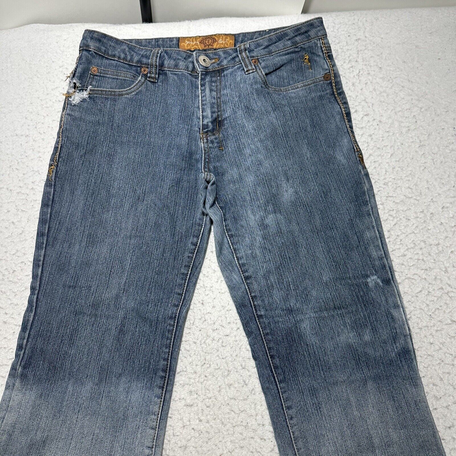 Other Johnny Girl 7/8 Straight Leg Distressed Ripped Denim Jeans Size 30" / US 8 / IT 44 - 2 Thumbnail