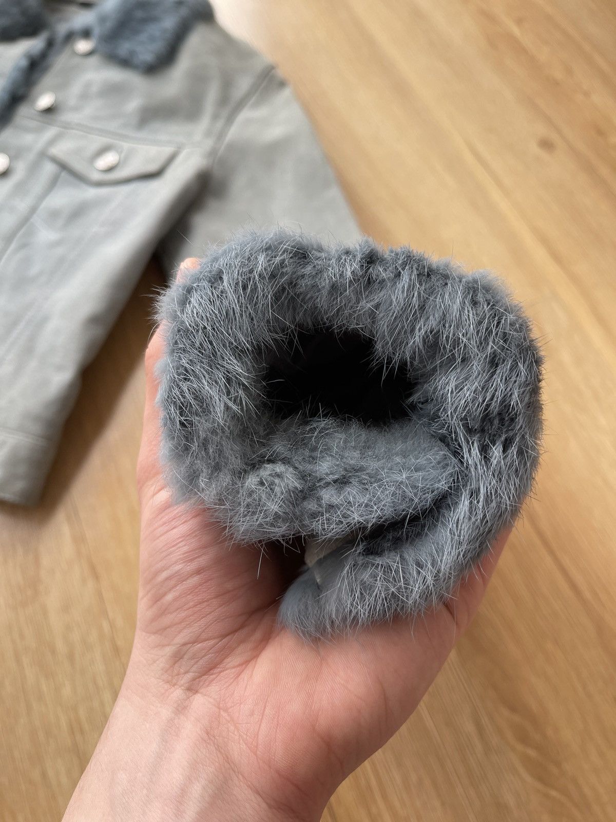 Vintage REAL RABBIT FUR Archive Baby Blue Suede Leather Jacket Y2K Size S / US 4 / IT 40 - 19 Thumbnail
