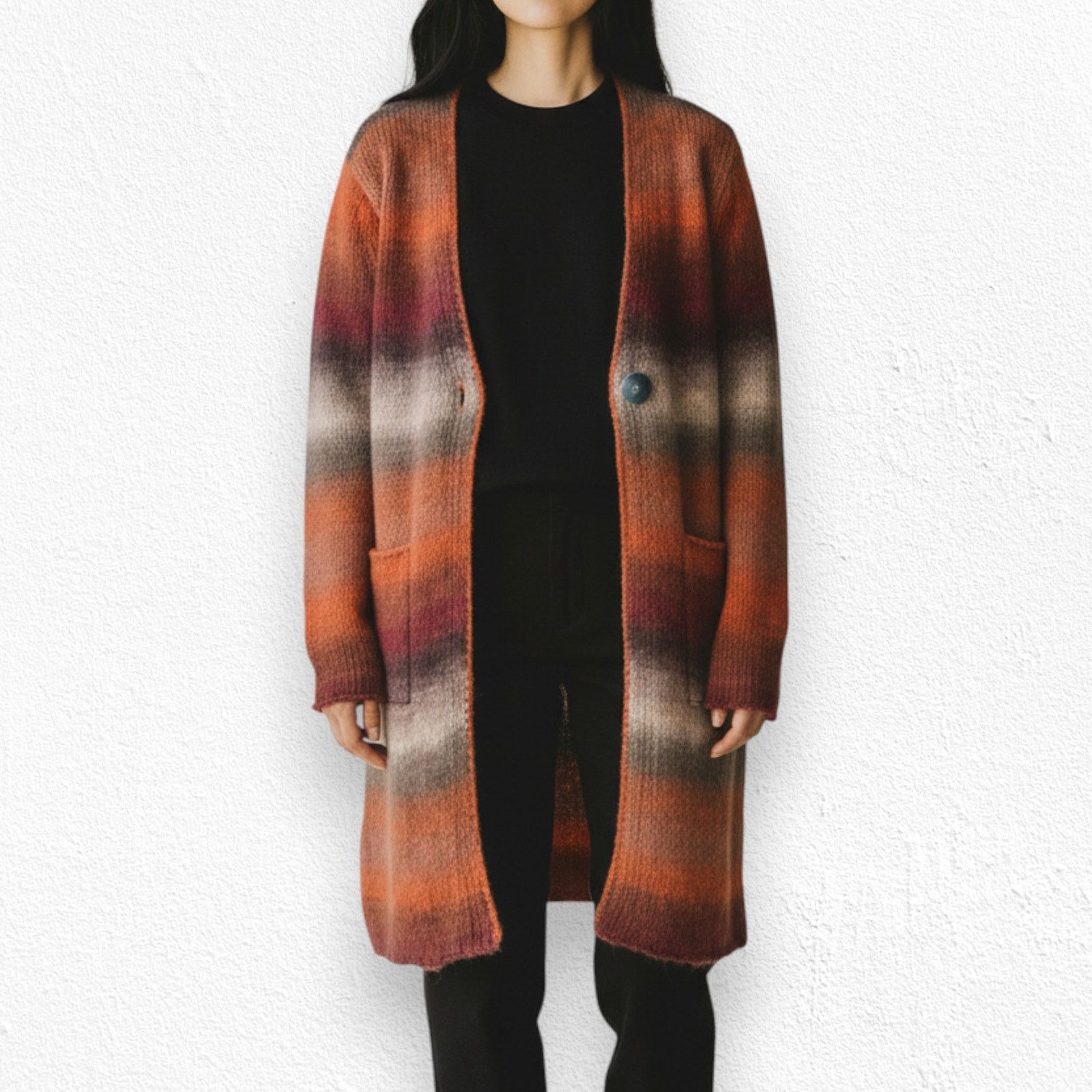 Other J. Jill Orange Ombre Striped Wool Blend Cardigan Size MP Size M / US 6-8 / IT 42-44 - 3 Thumbnail