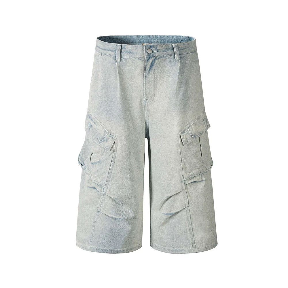 Jean Washed distressed men's workwear multi-pocket denim shorts Size US 32 / EU 48 - 1 Thumbnail