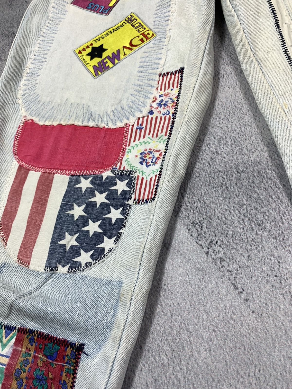 Japanese Brand × Vintage Vintage Y2K Japanese patchwork faded denim jeans trousers Size 27" / US 4 / IT 40 - 9 Thumbnail