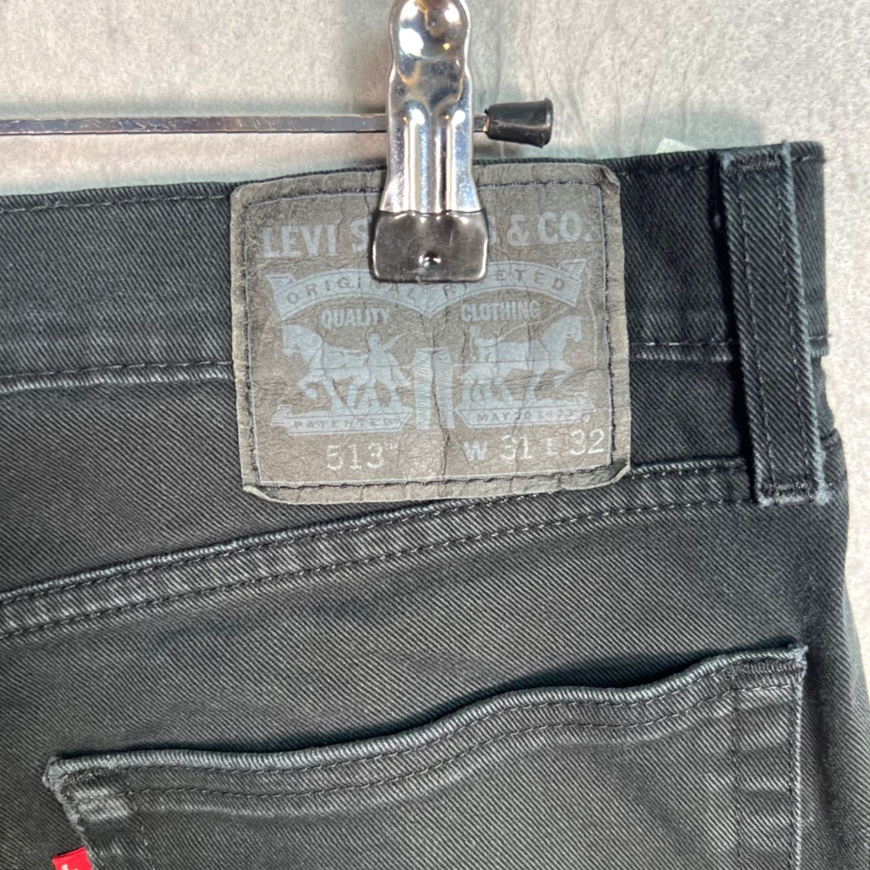 Levi's Levis 513 Mens Size 31 x 32 Slim Straight Black Jeans Cotton Blend Denim Size US 31 - 3 Thumbnail