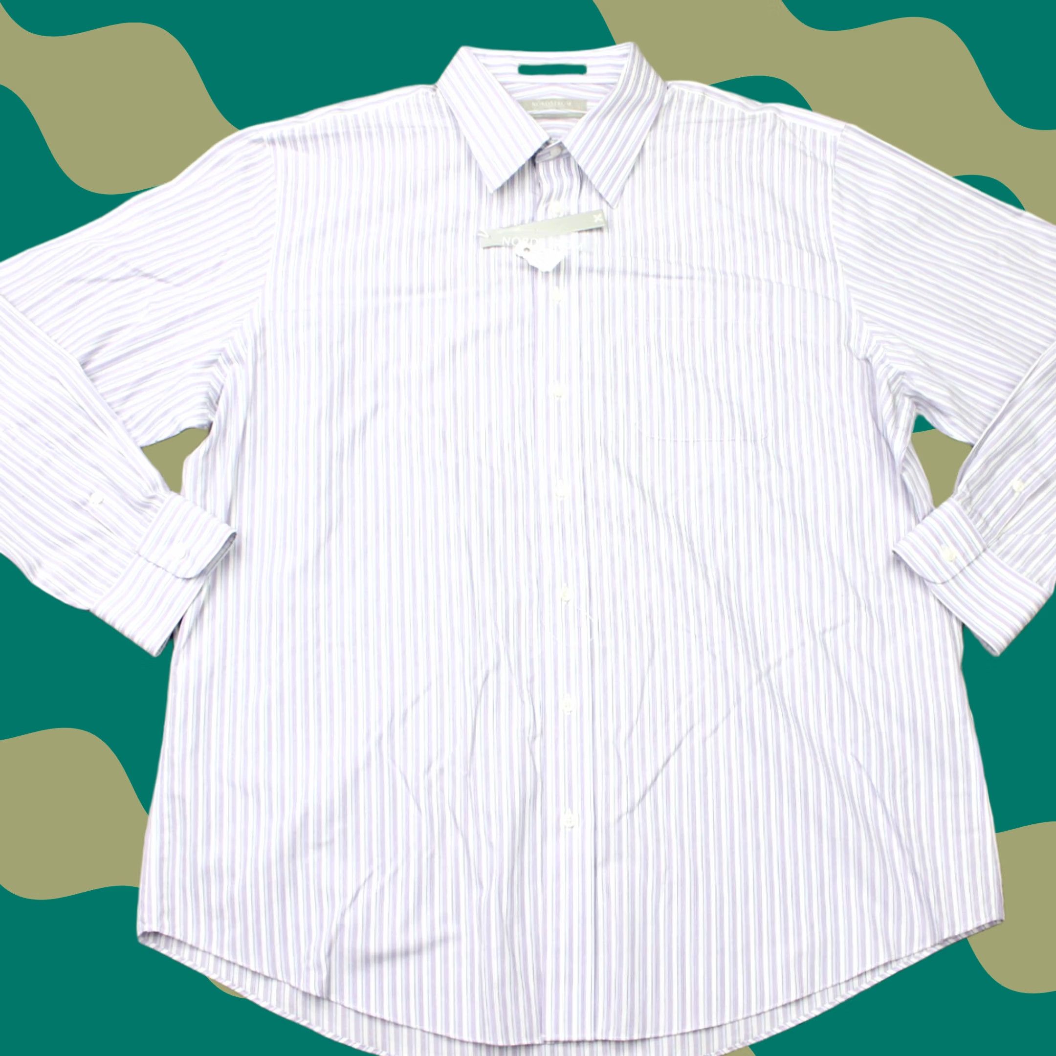 Nordstrom Nordstrom Dress Shirt Mens 17 1/2 35 Purple Classic Check Cotton Wrinkle Free Business Size US XXL / EU 58 / 5 - 1 Thumbnail