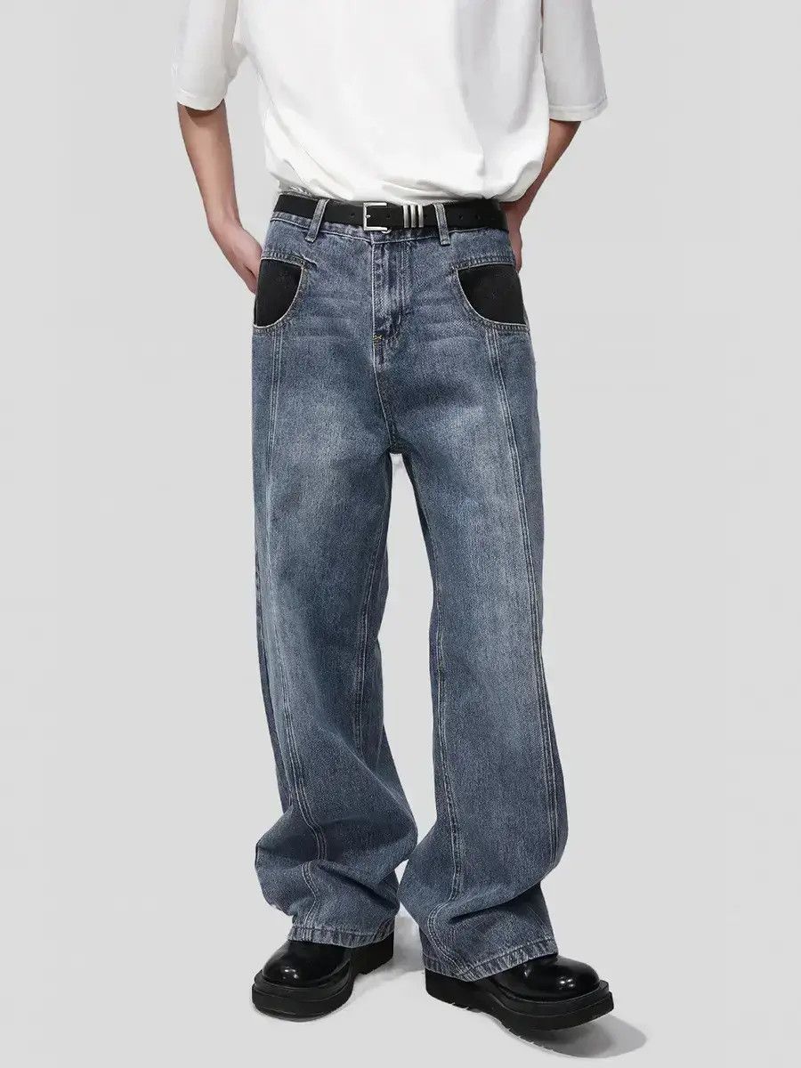 Japanese Brand Retro loose pocket patchwork jeans Size US 32 / EU 48 - 1 Thumbnail