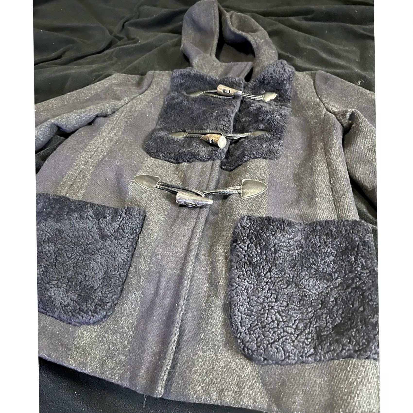 Vintage SONIA Wool Blend Hooded Coat Gray Solid Long Sleeve Size 36 Size XS / US 0-2 / IT 36-38 - 3 Thumbnail
