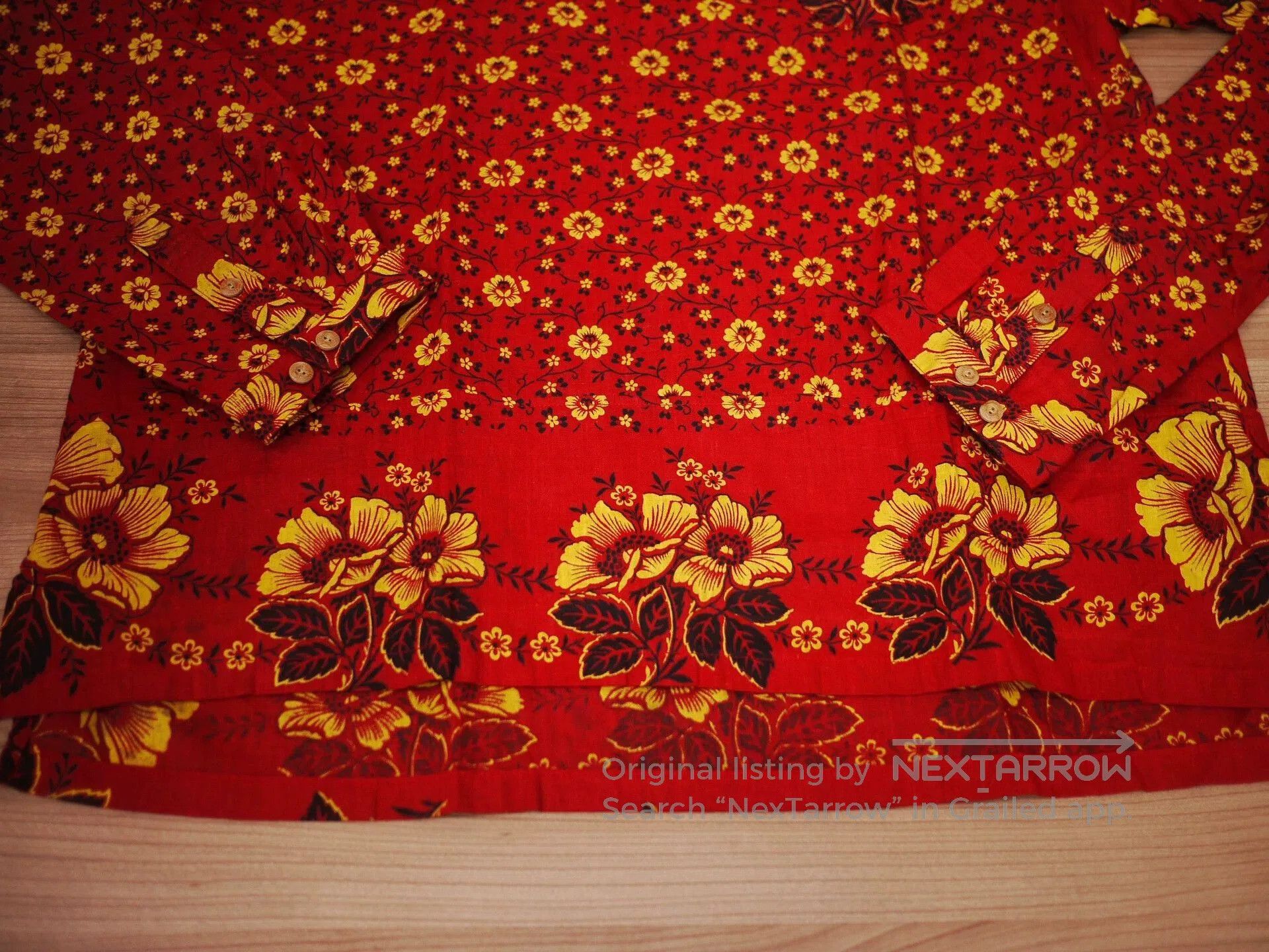 Visvim Red Floral Print Long-Sleeve Shirt. Size US XL / EU 56 / 4 - 5 Thumbnail