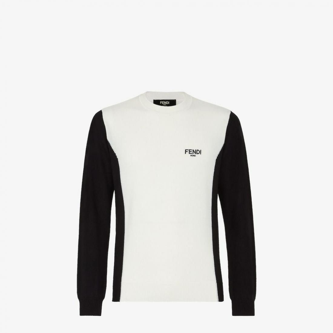 image of Fendi O1W1Db10324 Tech Fabric Jumper In White/black, Men's (Size Medium)