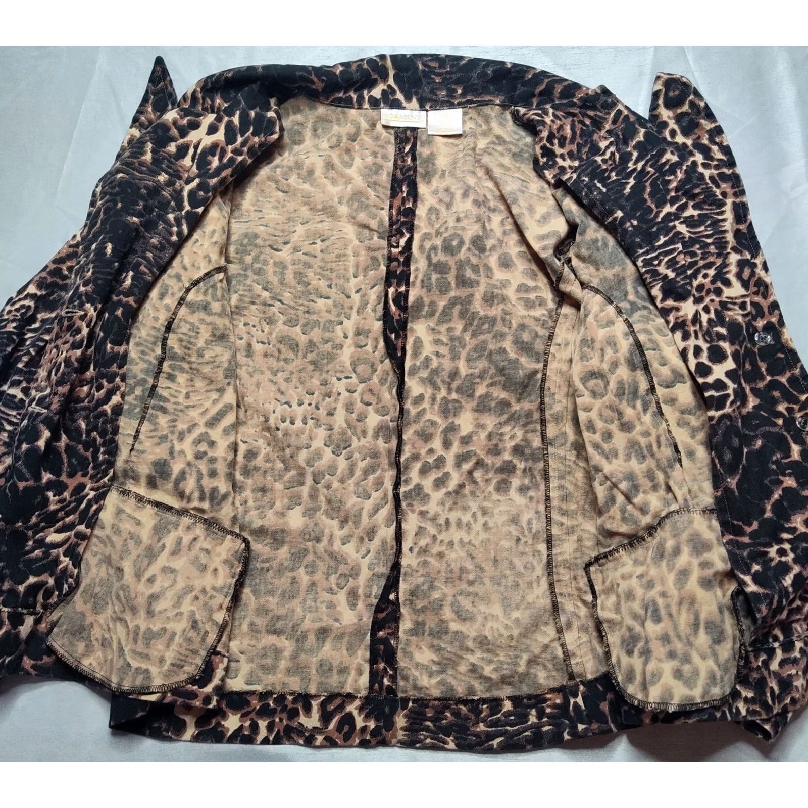 Vintage VINTAGE ROAMAN'S Women Large Leopard Print Cotton Long Sleeve Button Up Jacket Size L / US 10 / IT 46 - 3 Thumbnail