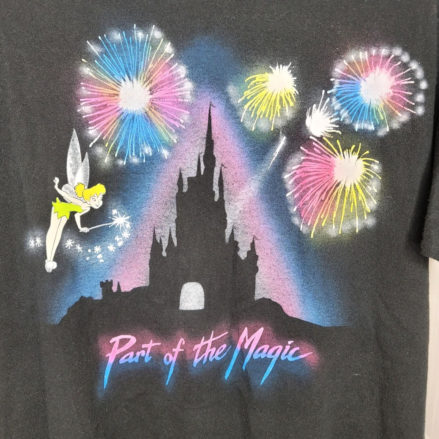 Disney VINTAGE Disney Tinker Bell Shirt Mens L Black Castle Fireworks Graphic 90s Size US L / EU 52-54 / 3 - 4 Thumbnail