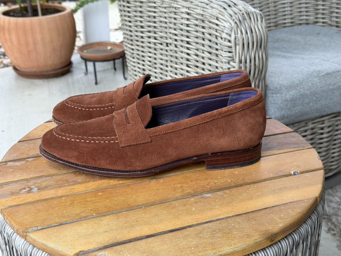 Crockett & Jones Carmina Unlined Uetam Penny Loafers UK7.5/8.5US Size US 8.5 / EU 41-42 - 2 Thumbnail