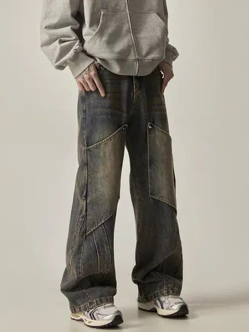 VIBE Vintage Maillard Deconstructed Work Straight Leg Jeans Size US 32 / EU 48 - 2 Thumbnail