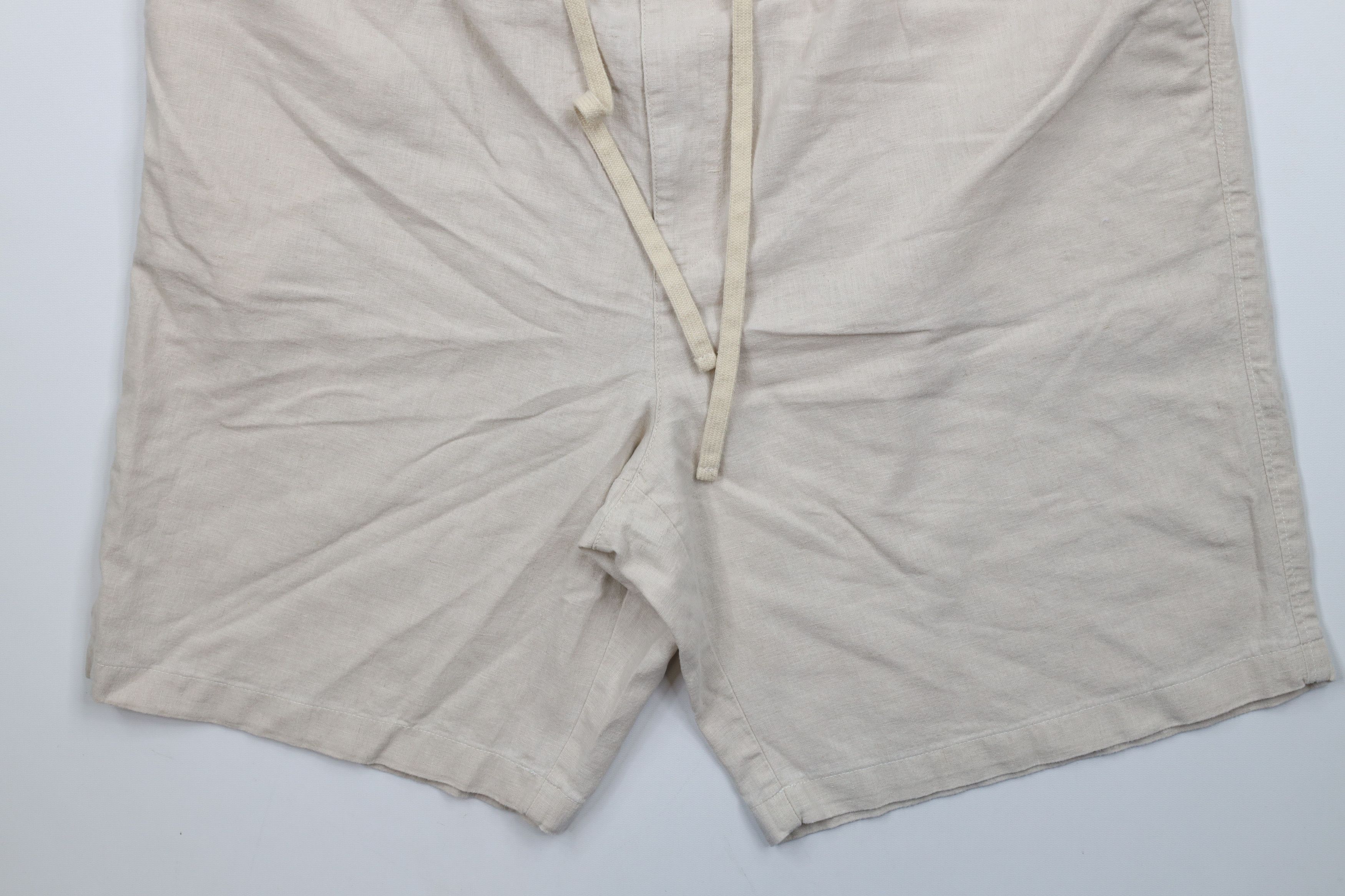 Vintage Vintage 90s Y2K Streetwear Fit Linen Blend Shorts Beige Size US 36 / EU 52 - 4 Thumbnail
