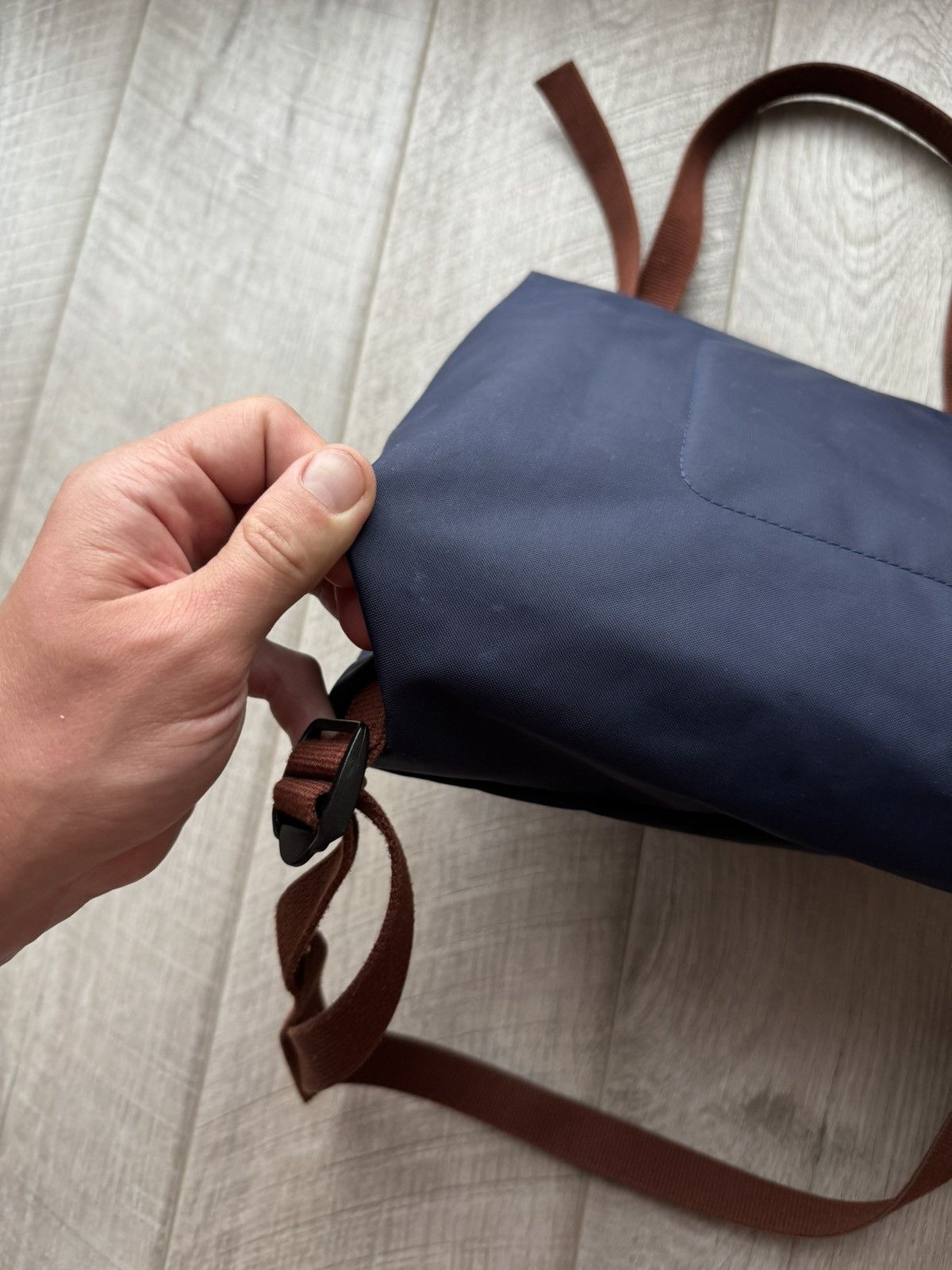 Longchamp Longchamp Le Pliage Navy Brown Blue Nylon Backpack USED Size ONE SIZE - 9 Thumbnail