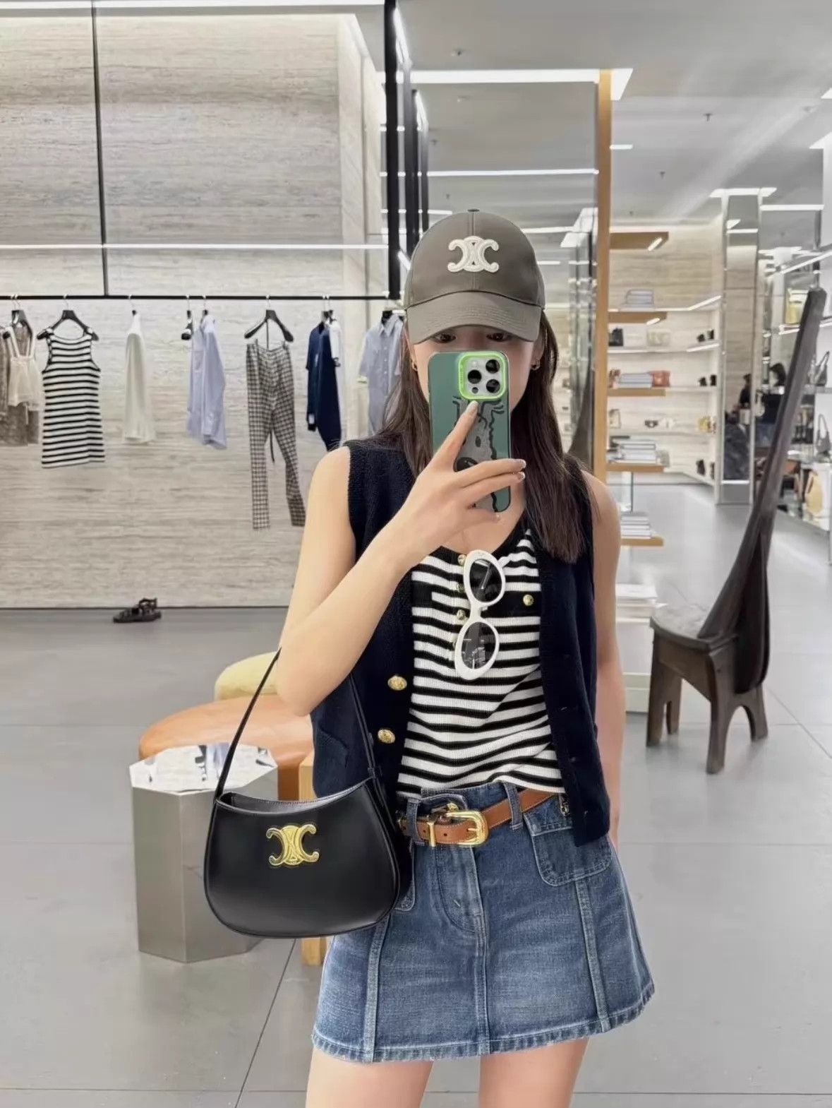 Celine Celine Olive Green Triomphe Logo Cap 99 New S Size ONE SIZE - 5 Thumbnail