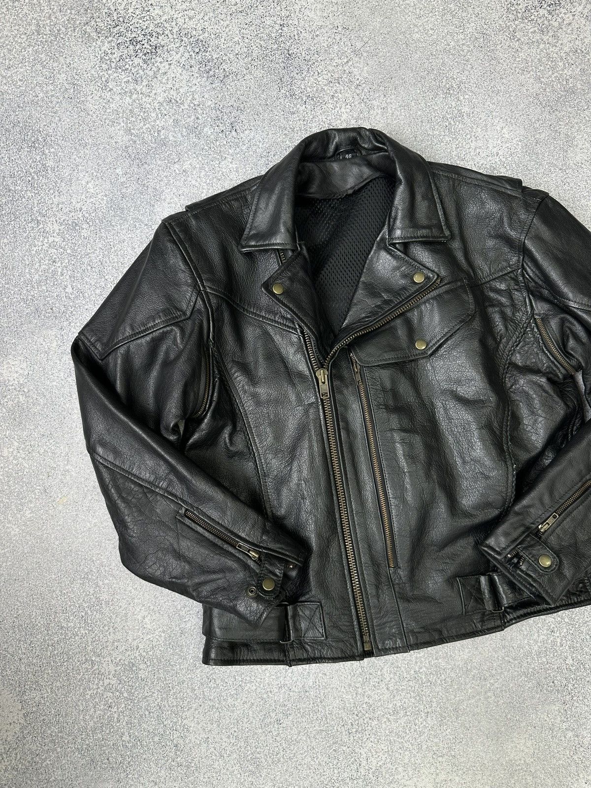 Genuine Leather × Vintage Vintage Genuine Leather Biker Motorcycle Heavy Jacket 90s Size US M / EU 48-50 / 2 - 3 Thumbnail