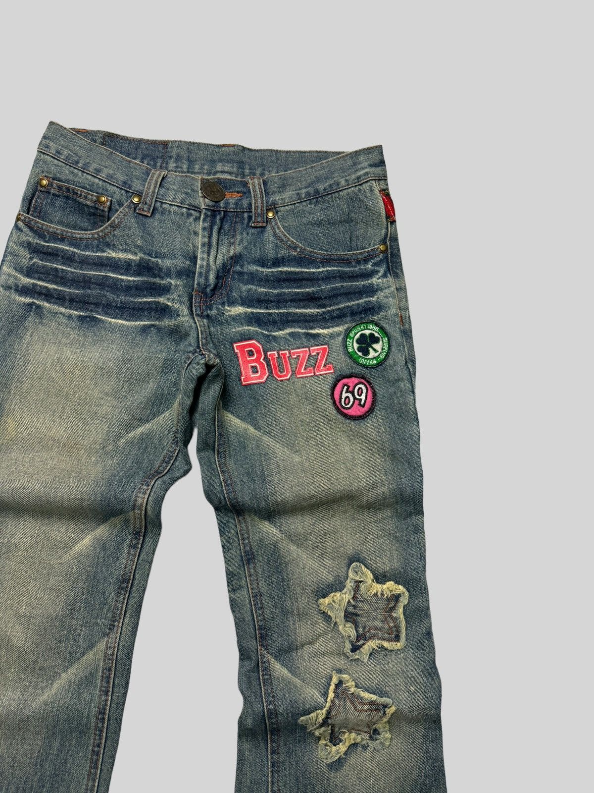Hysteric Glamour Junya Watanabe Flared Patches Plaid Claw Mark Denim Jeans Size US 28 / EU 44 - 6 Thumbnail
