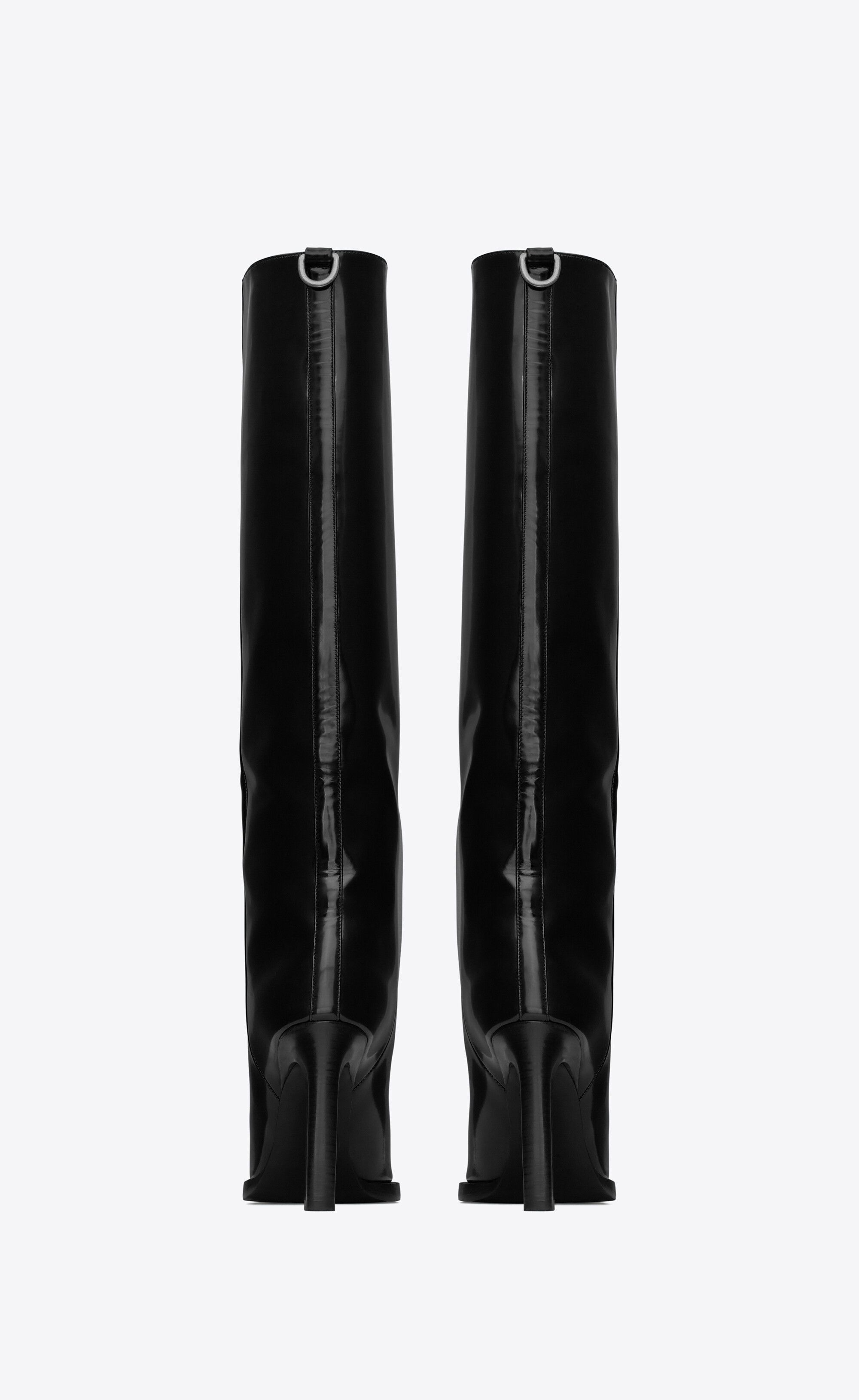 Saint Laurent Paris oc11z1125 Nina High Boots in Glazed Calfskin in Black Size US 8 / IT 38 - 3 Thumbnail