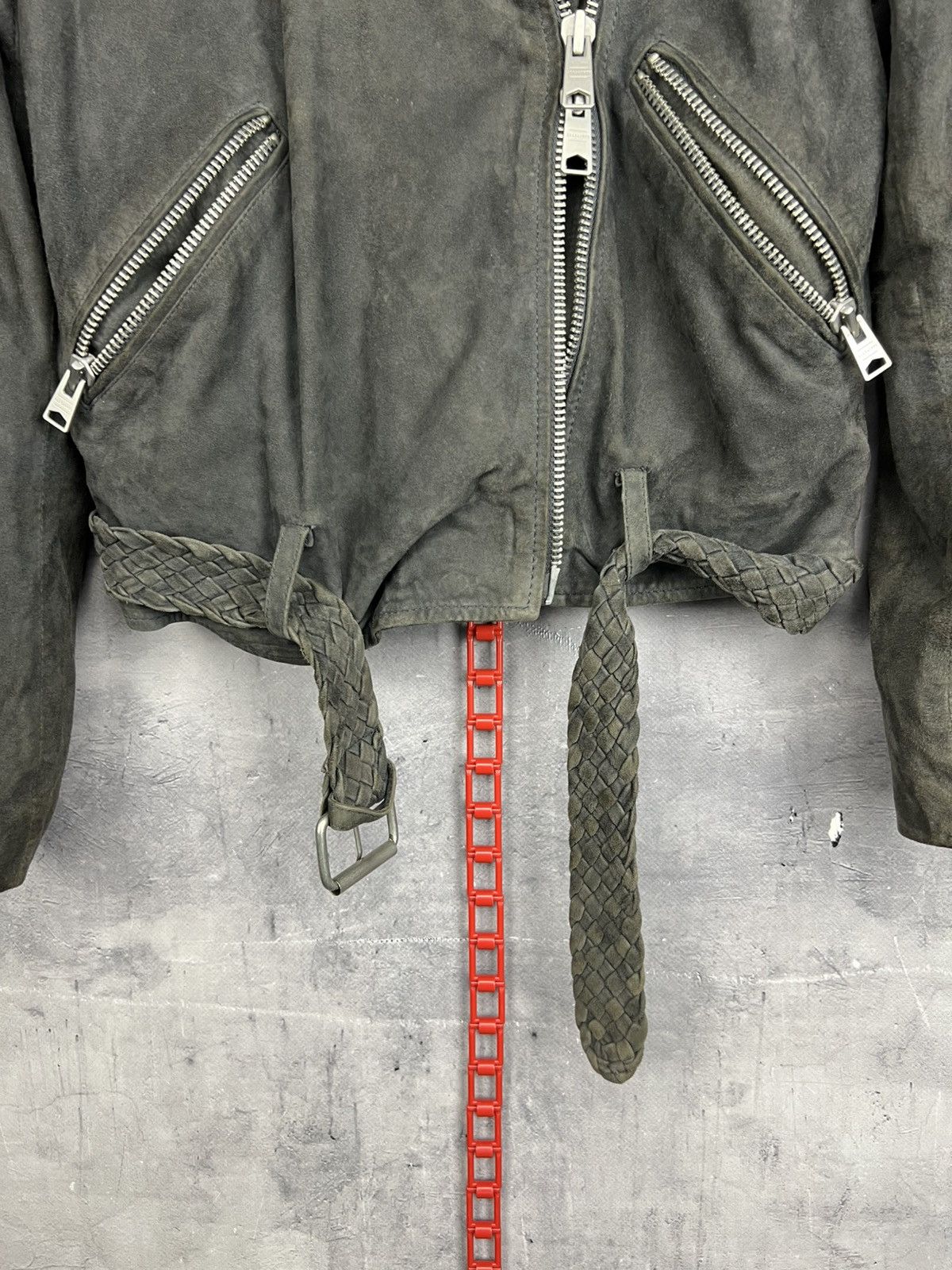 Allsaints ALLSAINTS Braided Wyatt Goat Leather Suede Biker Jacket EU36 Size S / US 4 / IT 40 - 6 Thumbnail