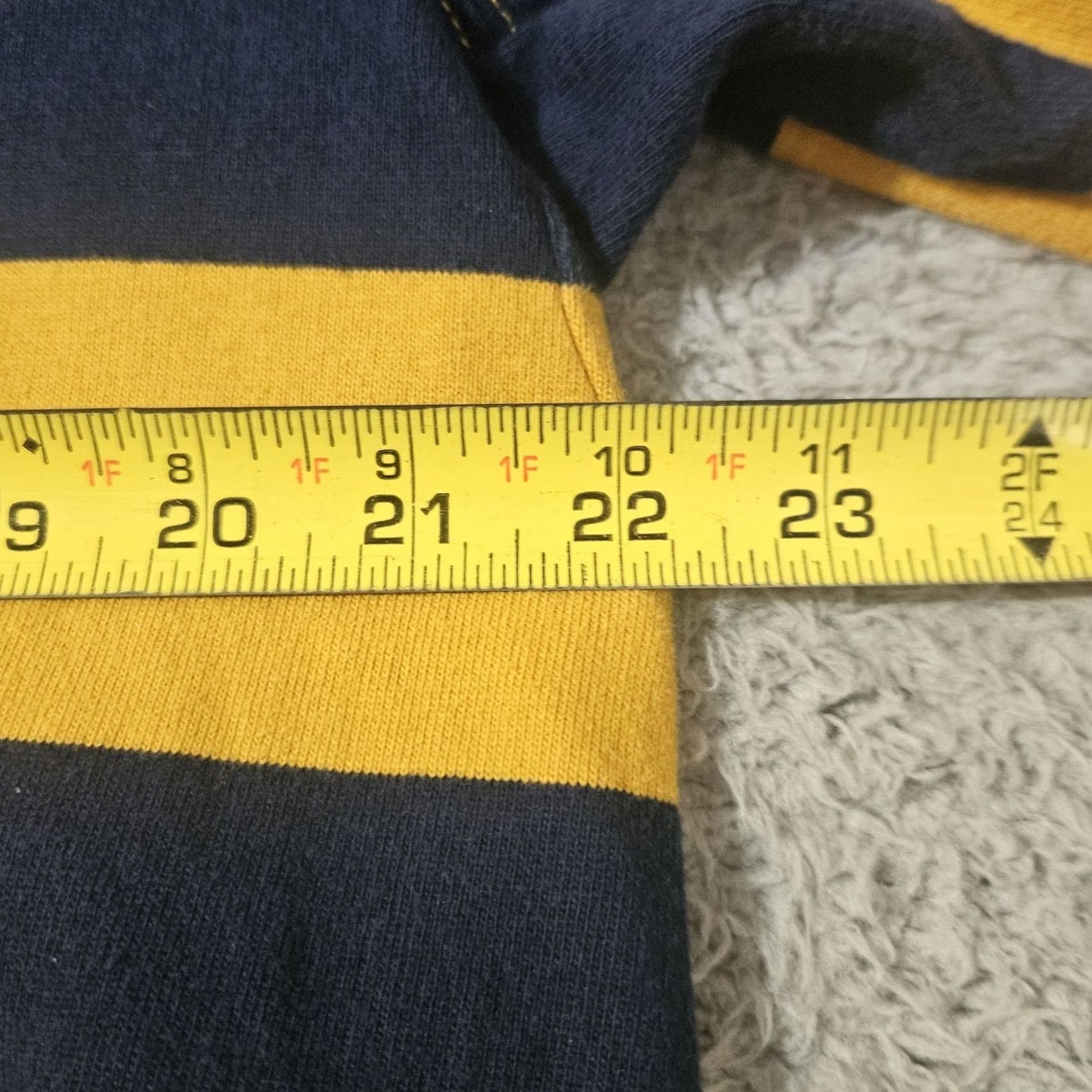 Lands' End Lands End Rugby Shirt Men’s Size Large 42-44 Blue Yellow White Striped Cotton Size US L / EU 52-54 / 3 - 6 Thumbnail