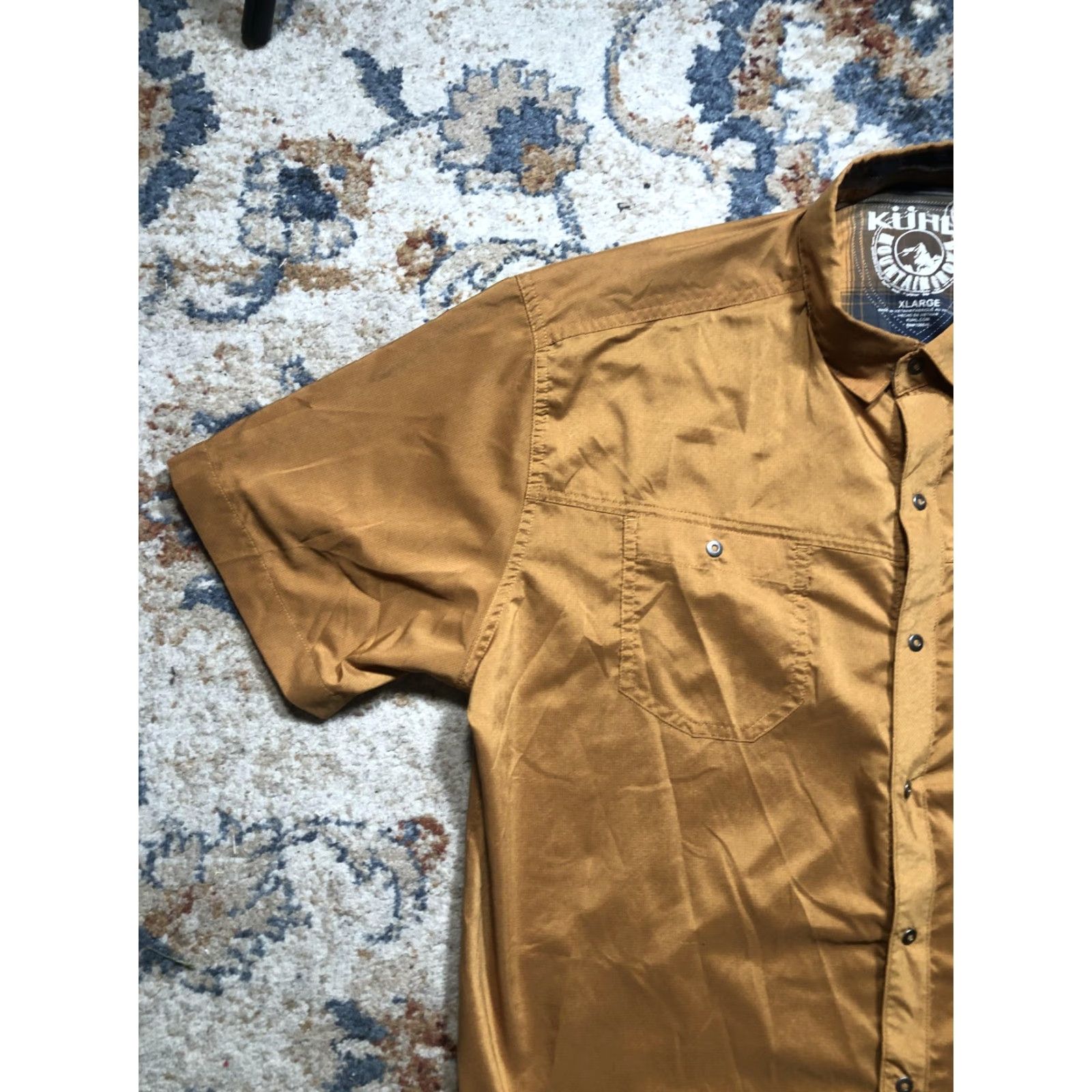 Vintage KÜHL Shirt Mens XL Brown Short Sleeve Button-Up Outdoor Hiking Pockets Trail Size US XL / EU 56 / 4 - 3 Thumbnail