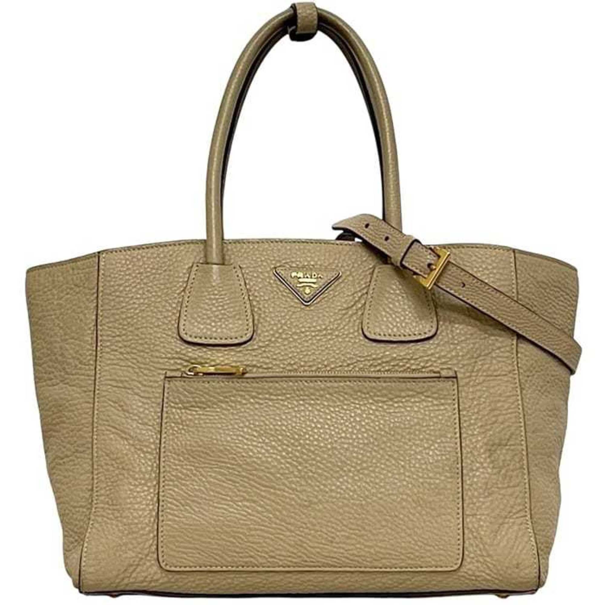 Prada Prada 2-way bag f-24518 Beige SABBIA BN2795 Leather Vitello Dino 204 PRADA Handbag Crossbody Shoulder Bag Triangle Plate Women's Men's Size ONE SIZE - 1 Thumbnail