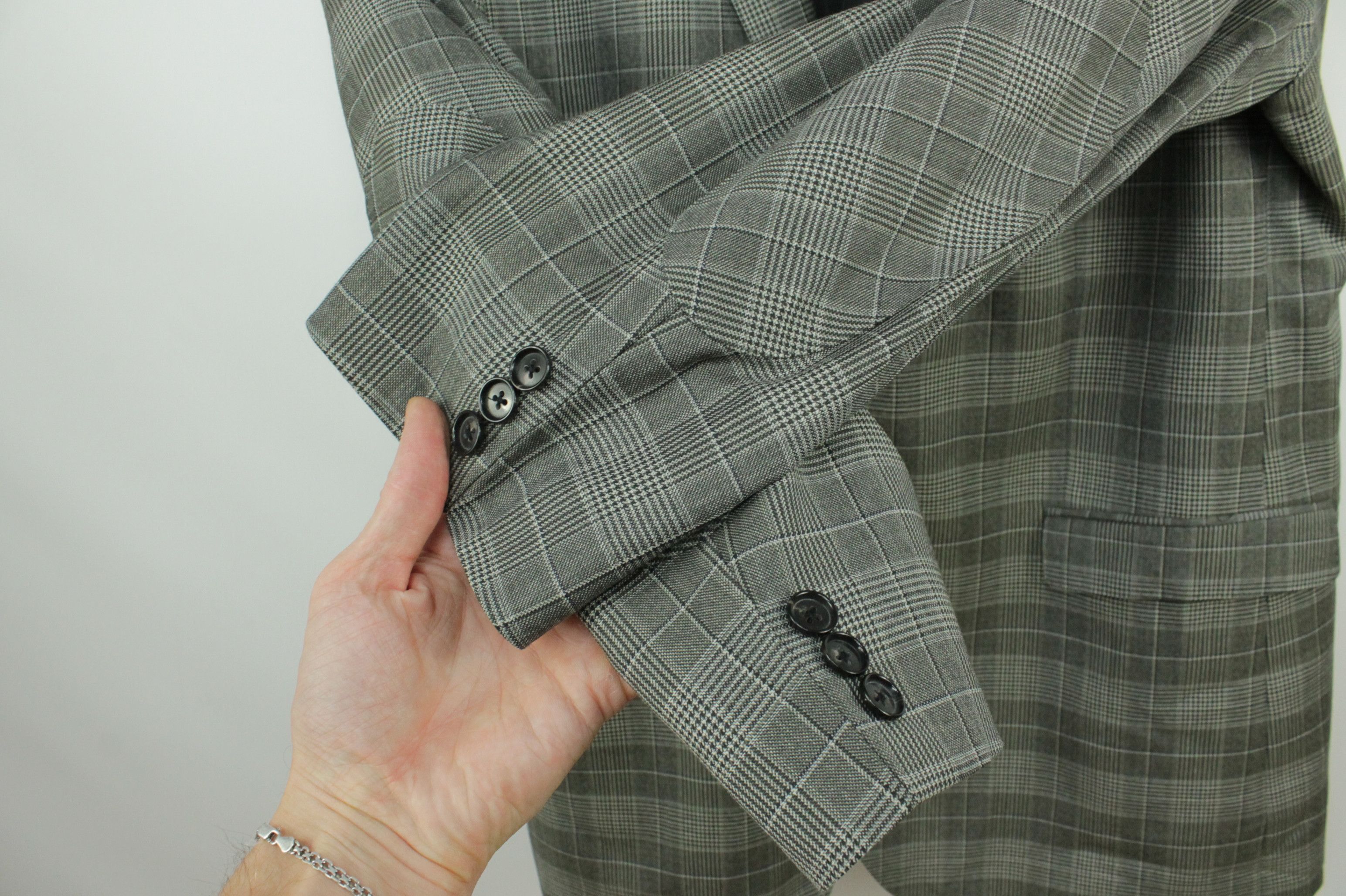 Hugo Boss Hugo Boss Rhett Gray Check Wool Blazer Jacket Men's Size US L / EU 52-54 / 3 - 3 Thumbnail