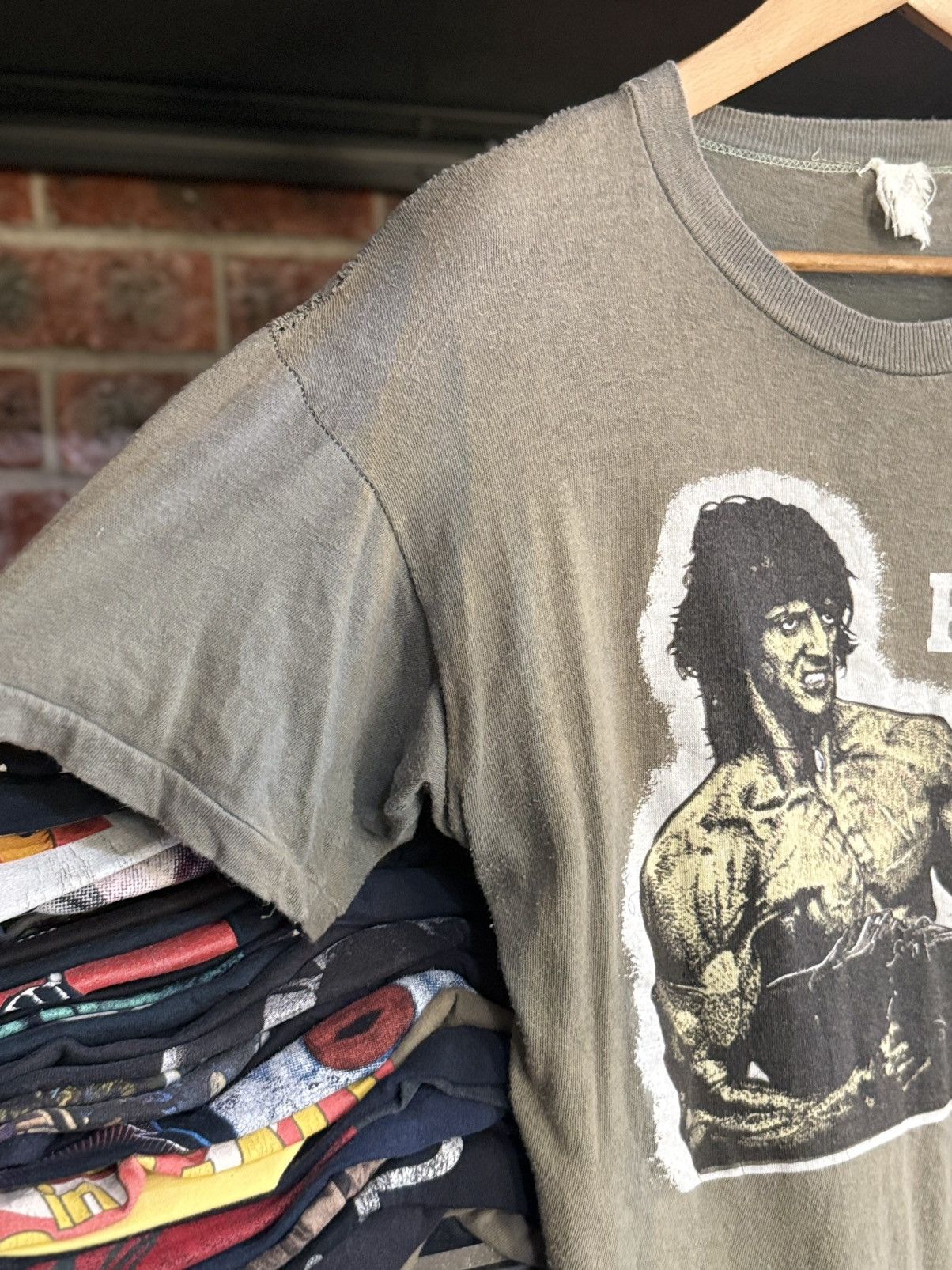Vintage Thrashed Vintage 80s Rambo Movie Promo Sun Faded Tee Size US M / EU 48-50 / 2 - 7 Thumbnail